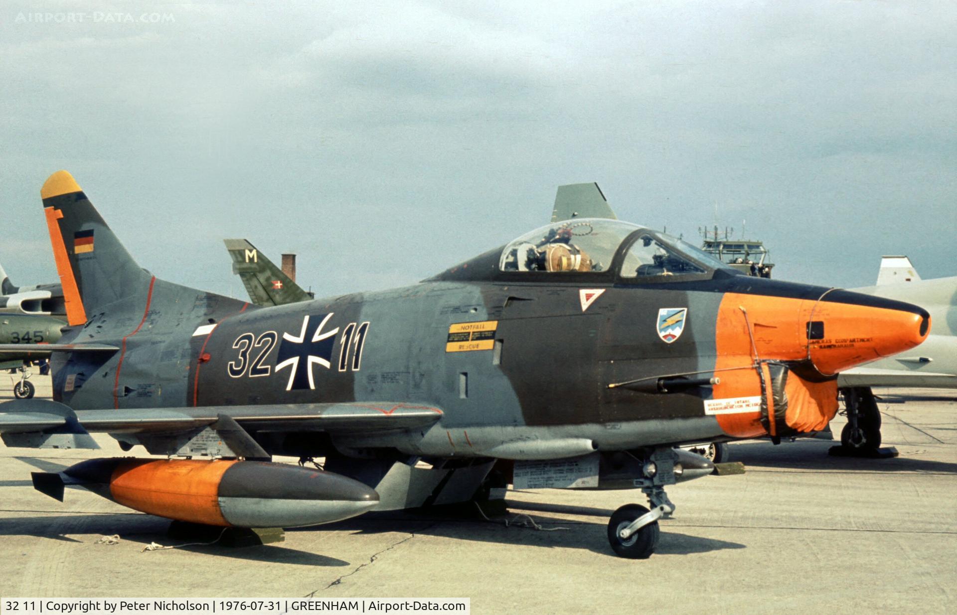 32 11, Fiat G-91R/3 C/N D479, Fiat G-91R3 of WS-50 on display at the 1976 Intnl Air Tattoo at RAF Greenham Common.