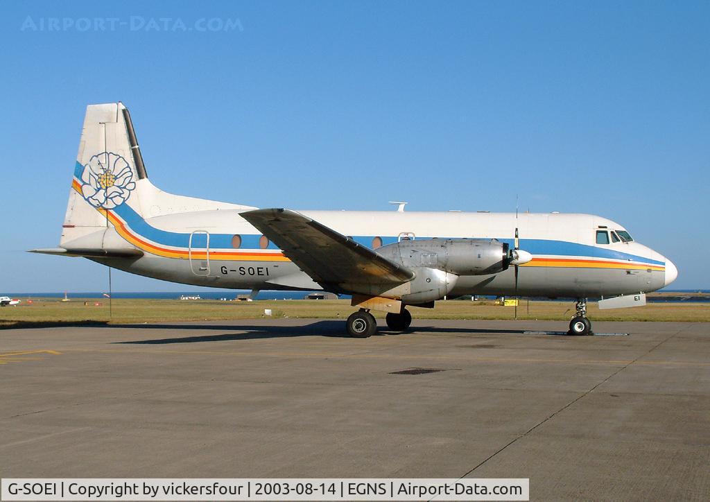 G-SOEI, 1971 Hawker Siddeley HS.748 Series 2A C/N 1689, Emerald Airways. Retained the basic Mount Cook scheme.