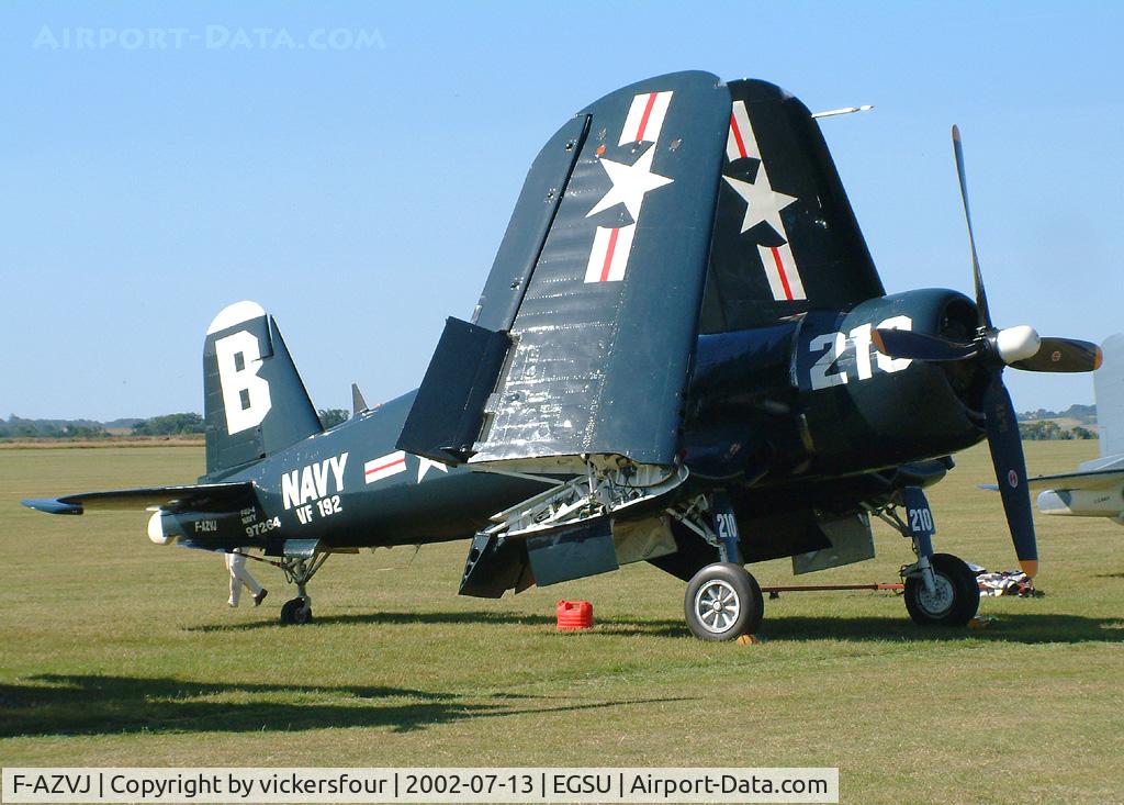 F-AZVJ, 1945 Vought F4U-4 Corsair C/N 9418, Privately owned. Wears US Navy VF-192 markings coded '210-B'. US Navy BuNo 97264.