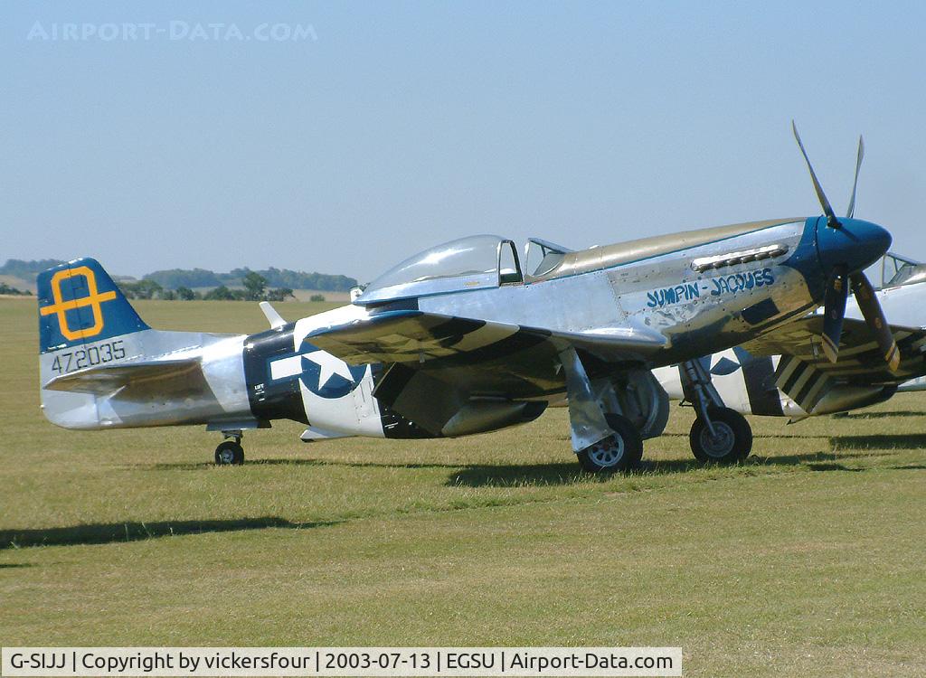 G-SIJJ, 1944 North American P-51D Mustang C/N 122-31894 (44-72035), Peter Teichman/Hangar 11. Wears USAAF 3 FG markings, with serial 472035.