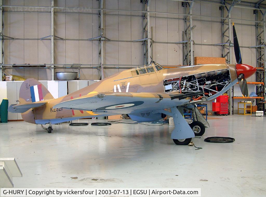 G-HURY, 1943 Hawker Hurricane IV C/N KZ321, The Fighter Collection. Wears RAF markings, coded 'JV-N' and serial KZ321.