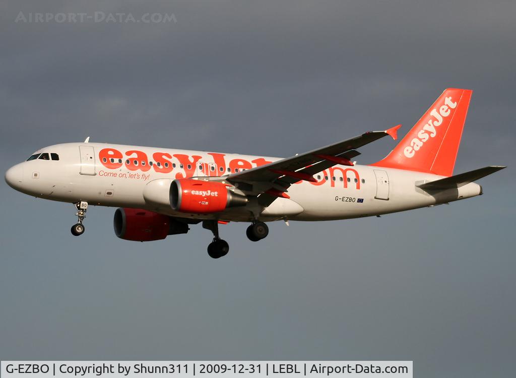 G-EZBO, 2007 Airbus A319-111 C/N 3082, Landin rwy 25R
