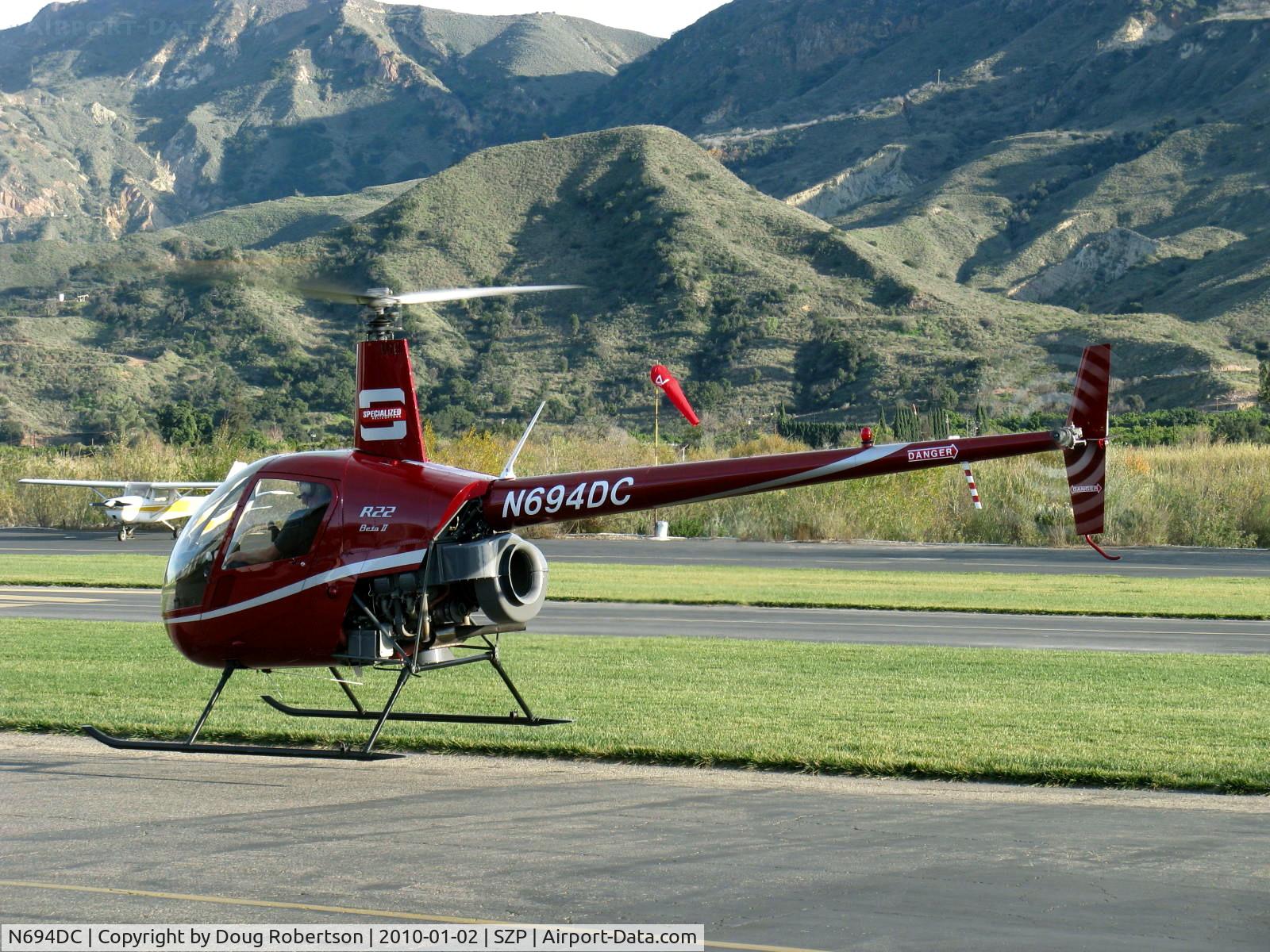 N694DC, 2004 Robinson R22 Beta C/N 3573, 2004 Robinson R22 BETA II, Lycoming O-360 derated t0 131 Hp, landed