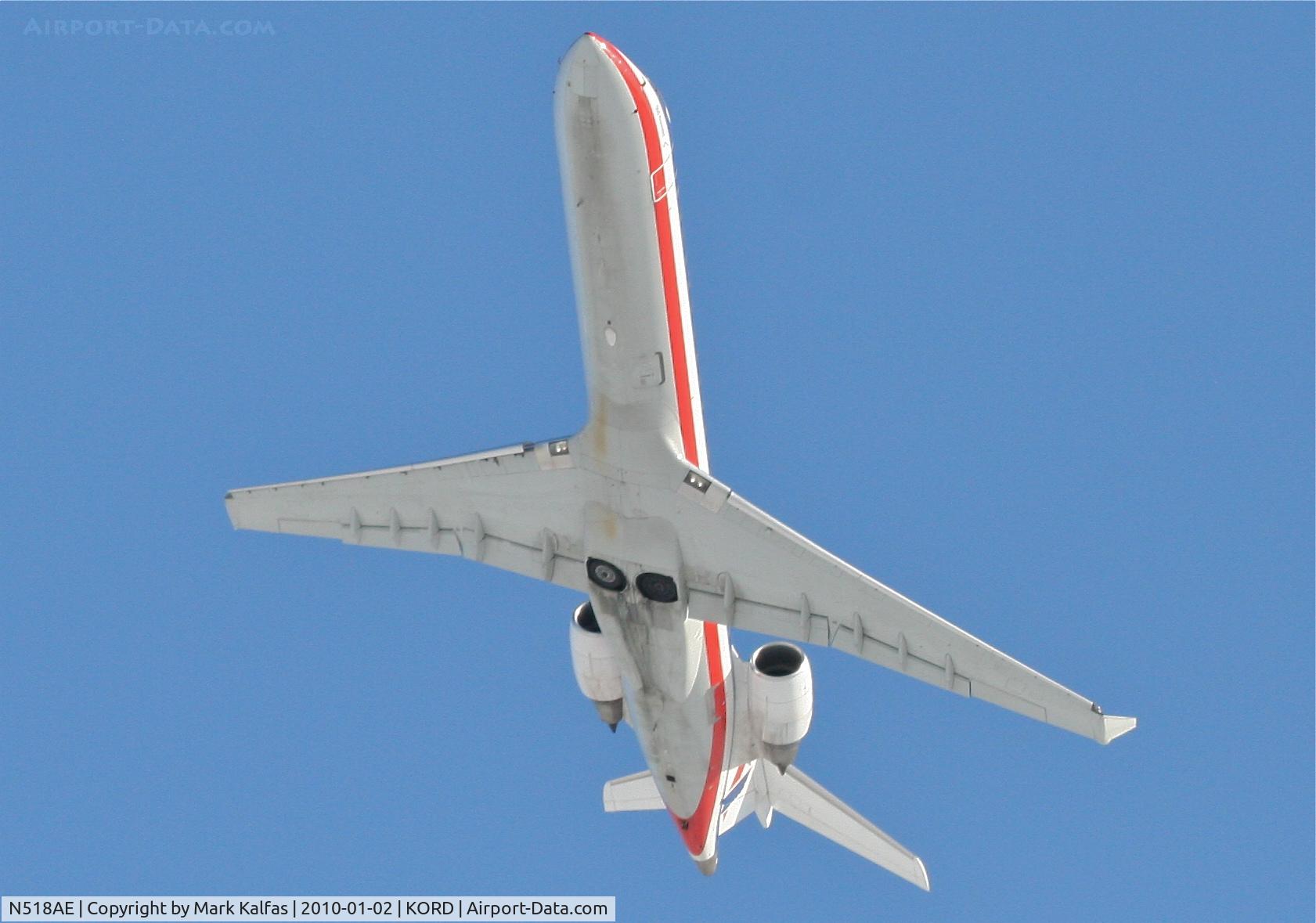 N518AE, 2003 Bombardier CRJ-701ER (CL-600-2C10) Regional Jet C/N 10126, American Eagle CRJ-700, EGF4352, 32L departure KORD to KABQ.