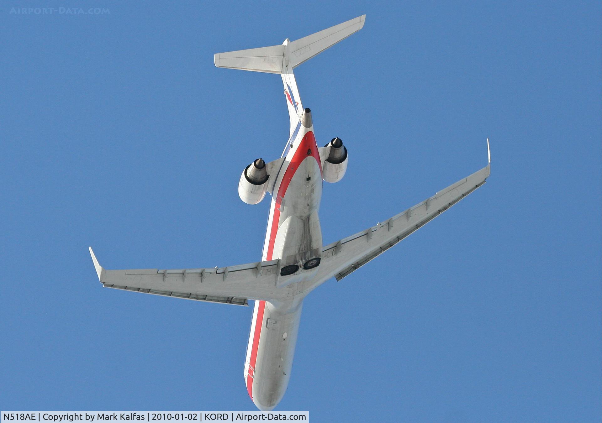 N518AE, 2003 Bombardier CRJ-701ER (CL-600-2C10) Regional Jet C/N 10126, American Eagle CRJ-700, EGF4352, 32L departure KORD to KABQ.