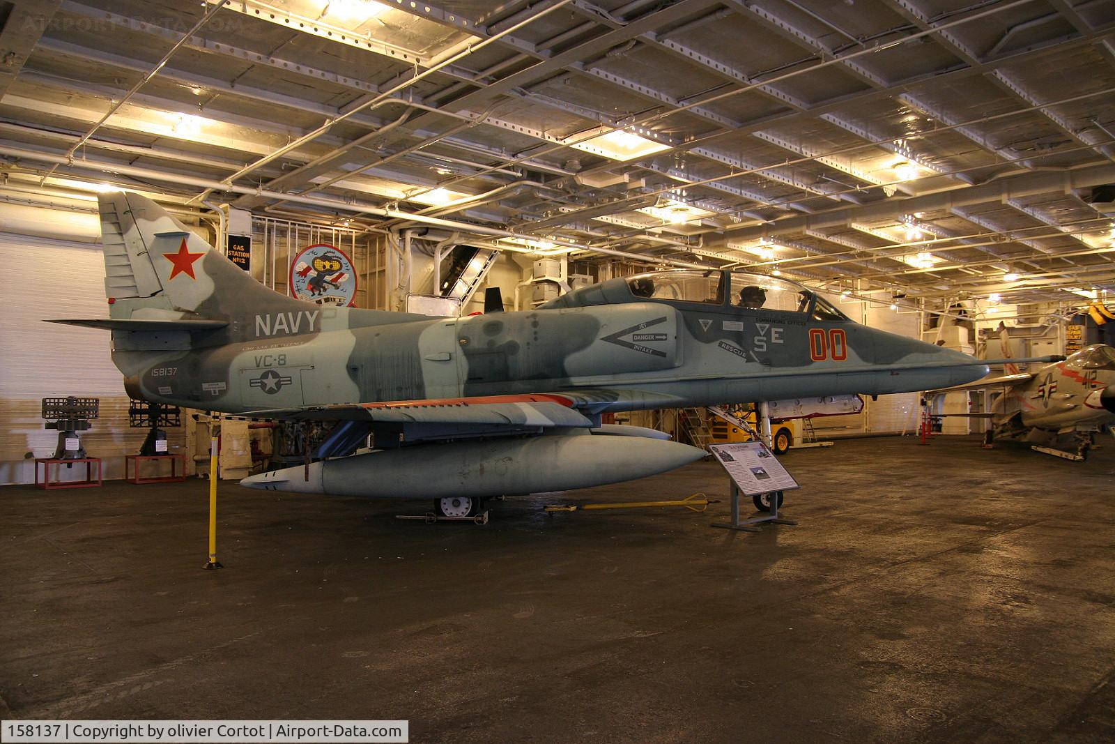 158137, Douglas TA-4J Skyhawk C/N 14174, Displayed on the USS Hornet