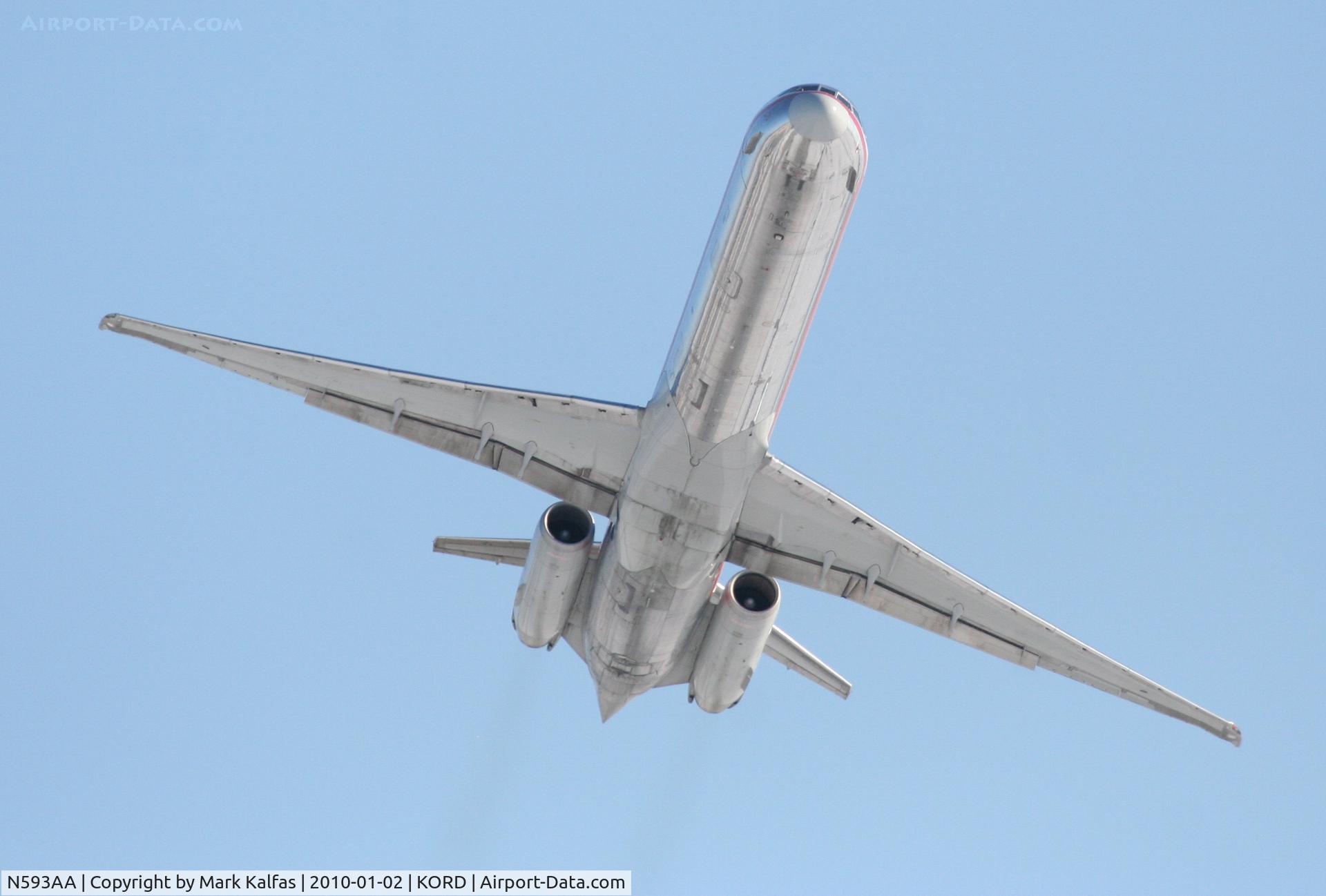N593AA, 1991 McDonnell Douglas MD-83 (DC-9-83) C/N 53256, American Airlines MD-83, AAL1053, 32L departure KORD to KAUS.