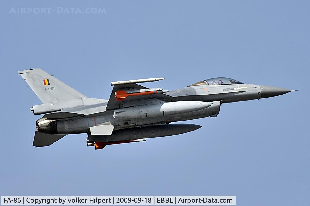 FA-86, SABCA F-16AM Fighting Falcon C/N 6H-86, at EBBL