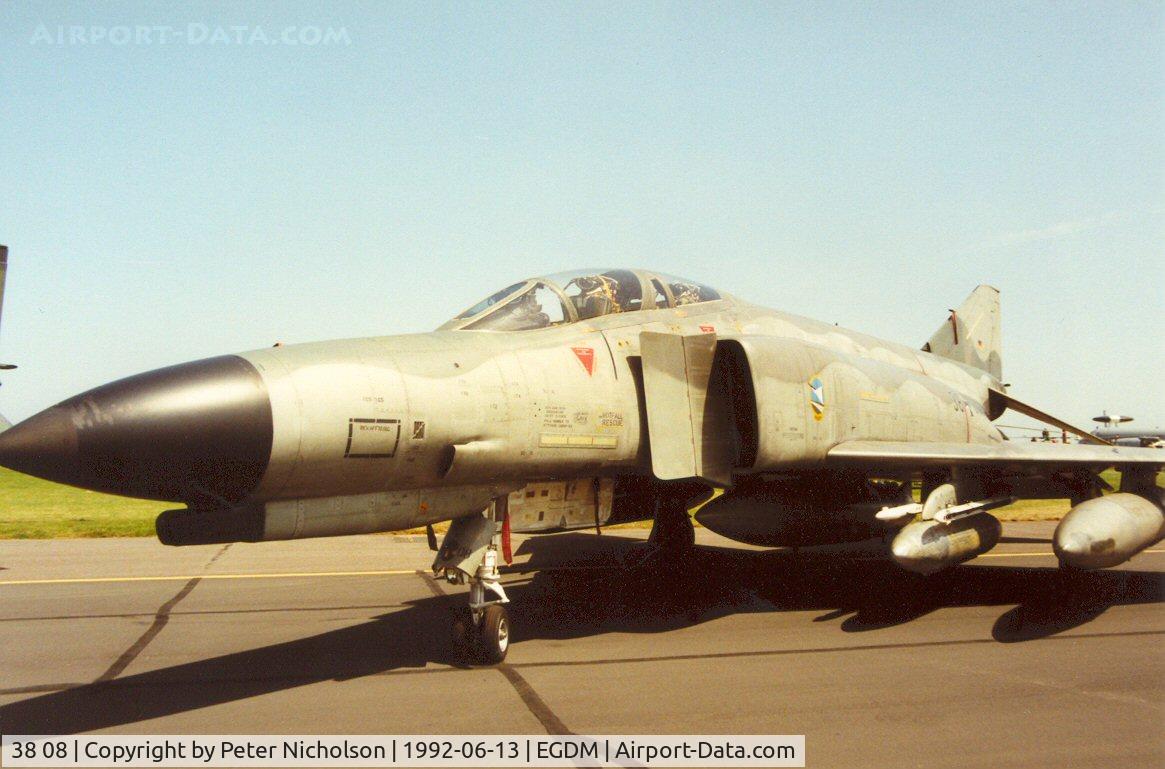 38 08, 1972 McDonnell Douglas F-4F Phantom II C/N 4627, F-4F Phantom, callsign German Air Force LK 69,  of JG-74 on display at the 1992 Boscombe Down Air Tournament Intnl.
