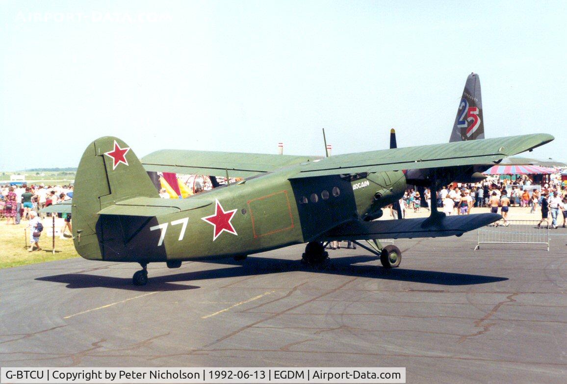 G-BTCU, 1964 Antonov An-2T C/N IG-5221, An-2T Colt on display at the 1992 Air Tournament Intnl at Boscombe Down.