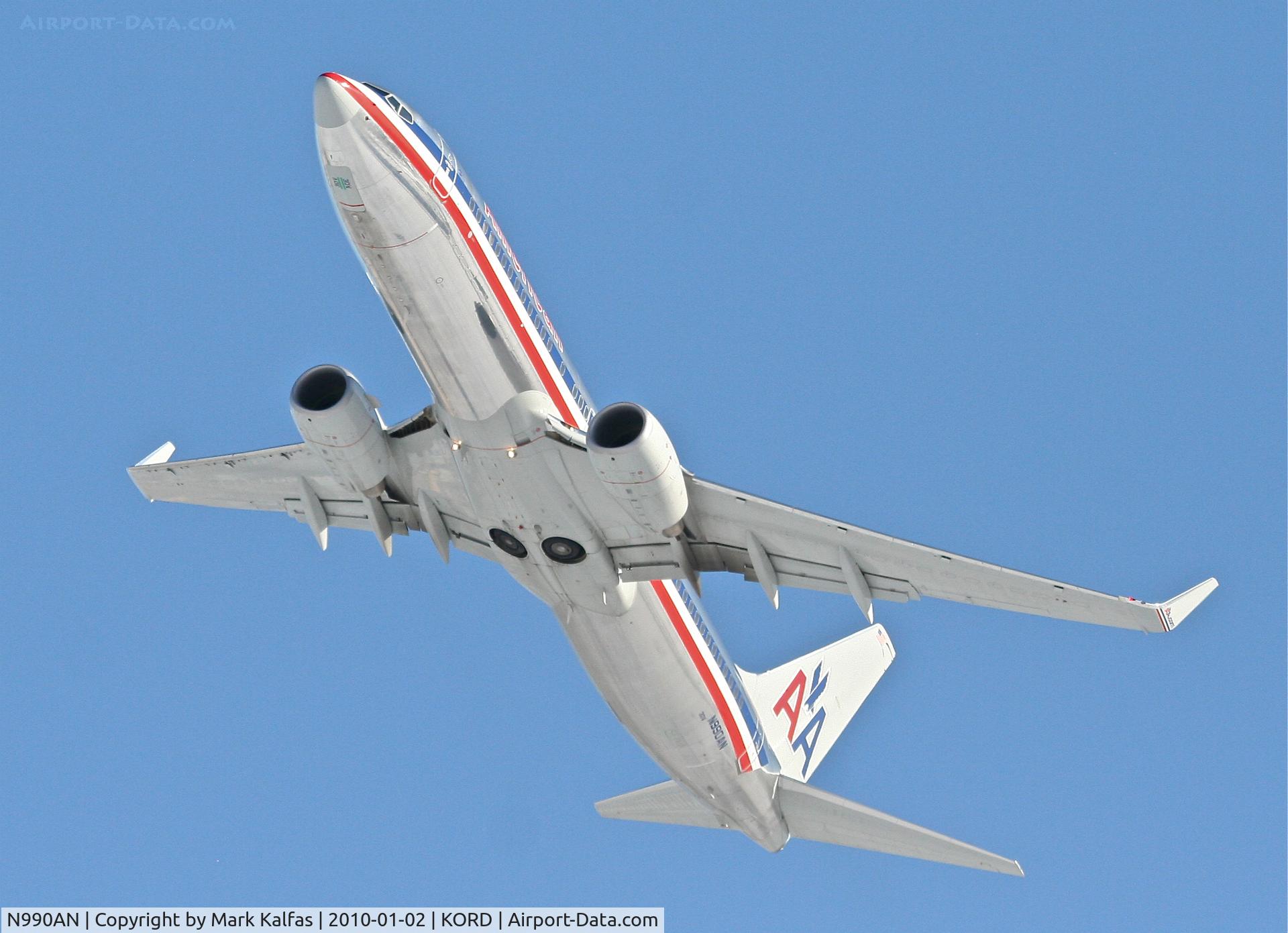 N990AN, 2009 Boeing 737-823 C/N 29563, American Airlines Boeing 737-823, AAL415P, 32L departure KORD to KSNA.