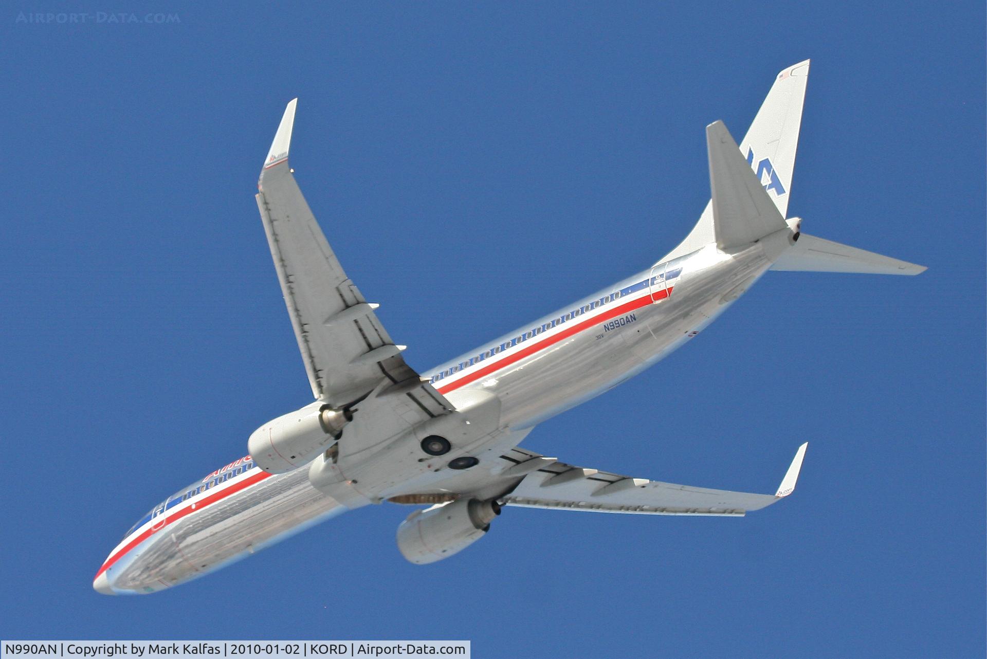 N990AN, 2009 Boeing 737-823 C/N 29563, American Airlines Boeing 737-823, AAL415P, 32L departure KORD to KSNA.
