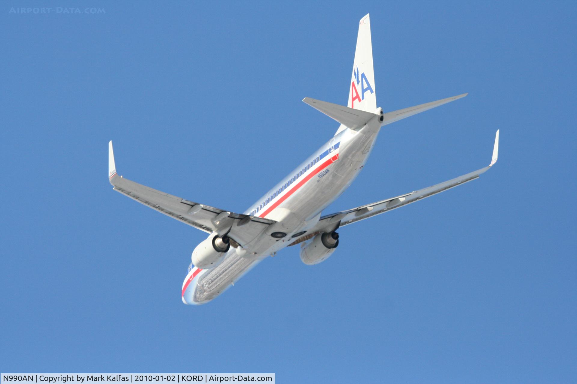 N990AN, 2009 Boeing 737-823 C/N 29563, American Airlines Boeing 737-823, AAL415P, 32L departure KORD to KSNA.