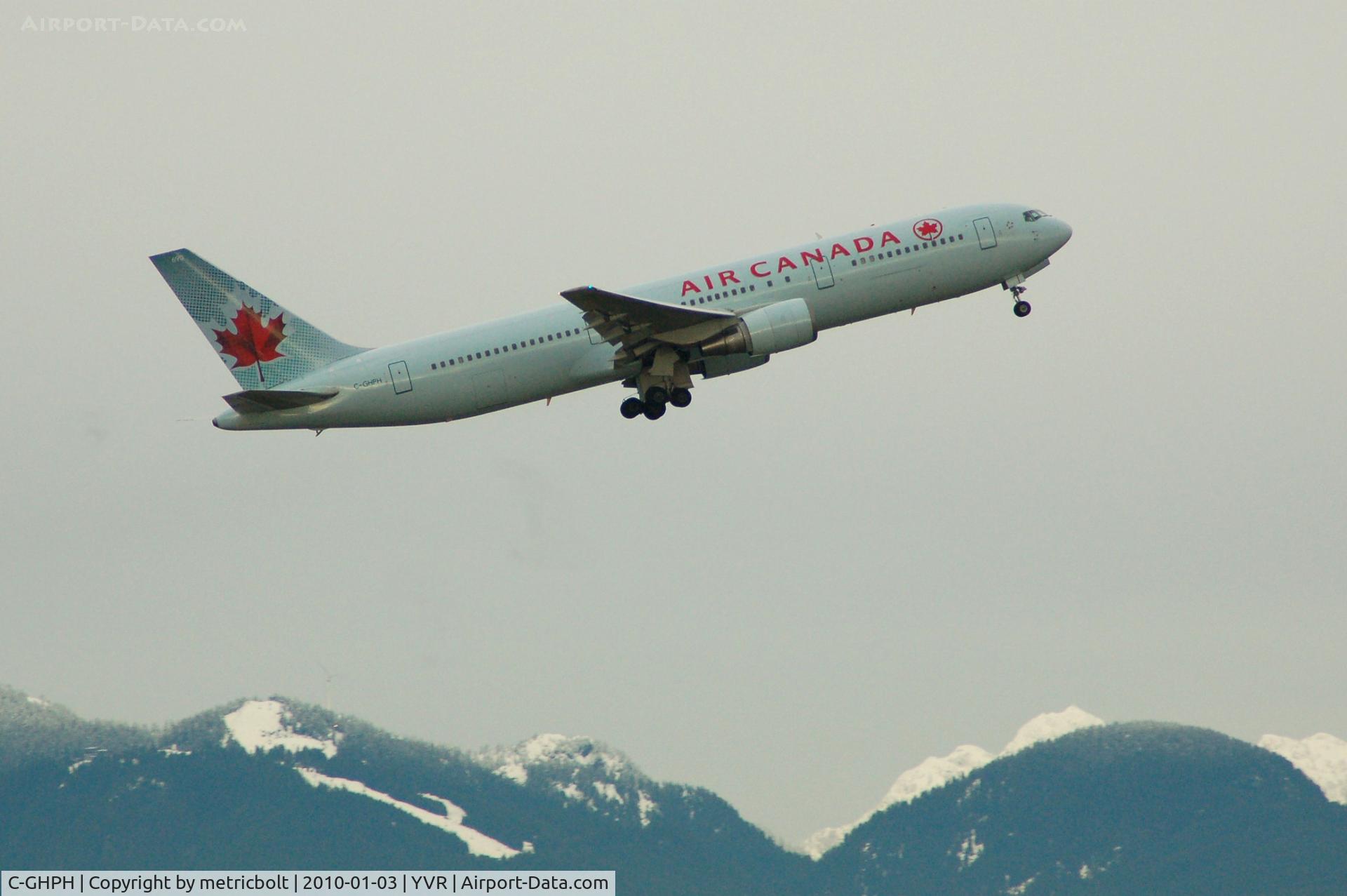 C-GHPH, 2003 Boeing 767-3Y0 C/N 26207, takeoff from YVR on a cold Jan. afternoon