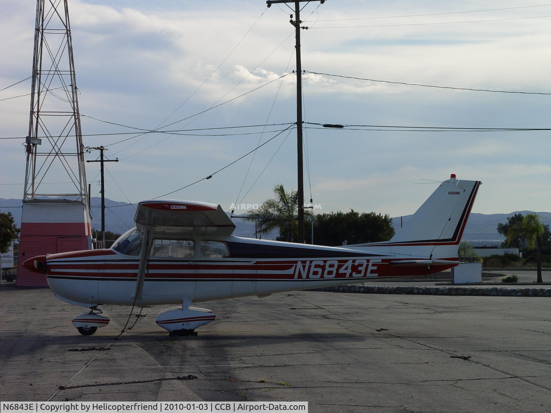 N6843E, 1959 Cessna 175A Skylark C/N 56343, Tied down and parked at Cable