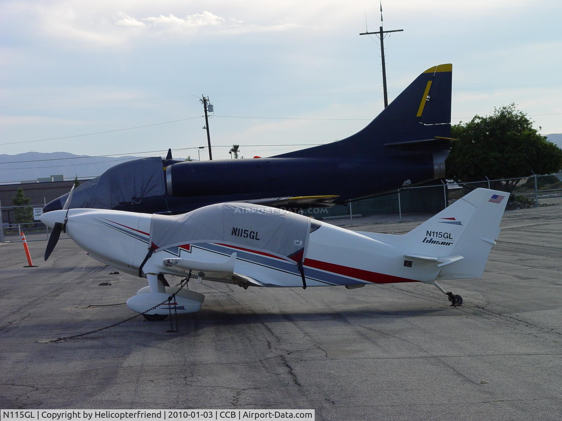 N115GL, 1997 Stoddard-Hamilton Glasair I GL-20 C/N 115, Covered up and tied down at Cable