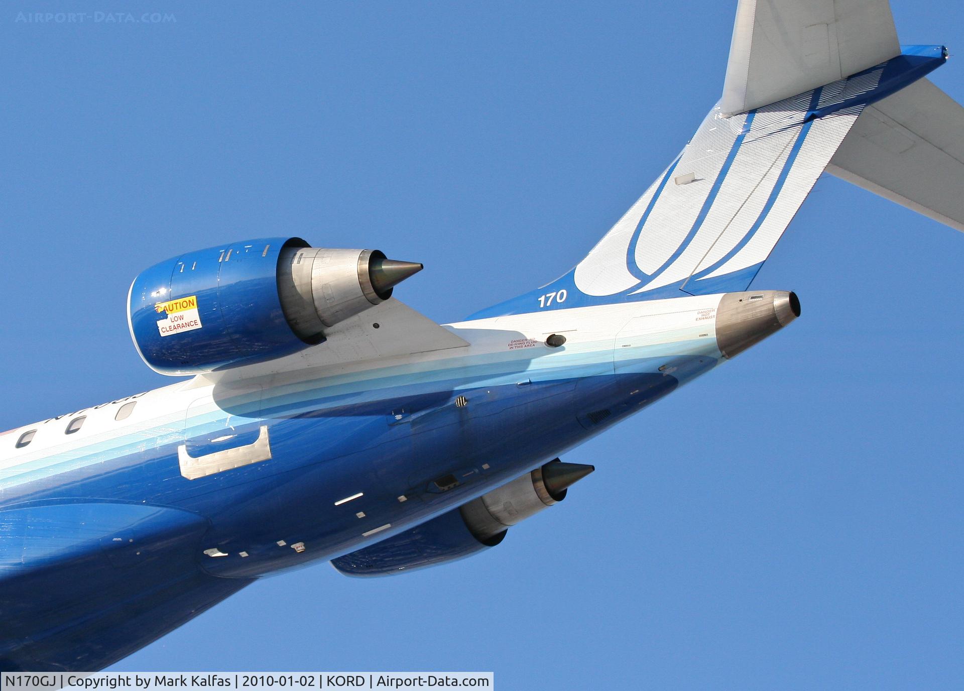 N170GJ, Bombardier CRJ-702ER NG (CL-600-2C10) Regional Jet C/N 10280, GoJet/United Express, CRJ7, GJS7354 arriving KORD 27L to KBTV.