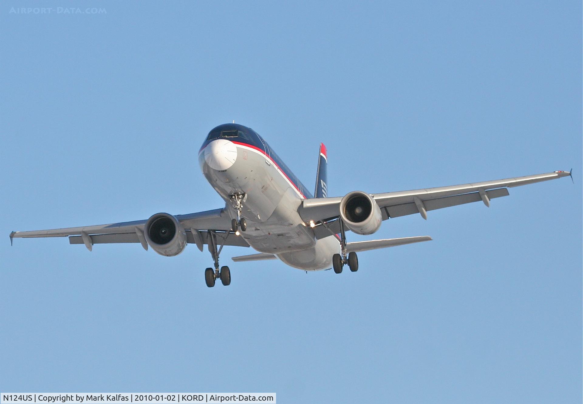 N124US, 2000 Airbus A320-214 C/N 1314, US Airways A320-214, AWE1996, arriving KORD 27L from KPHL.