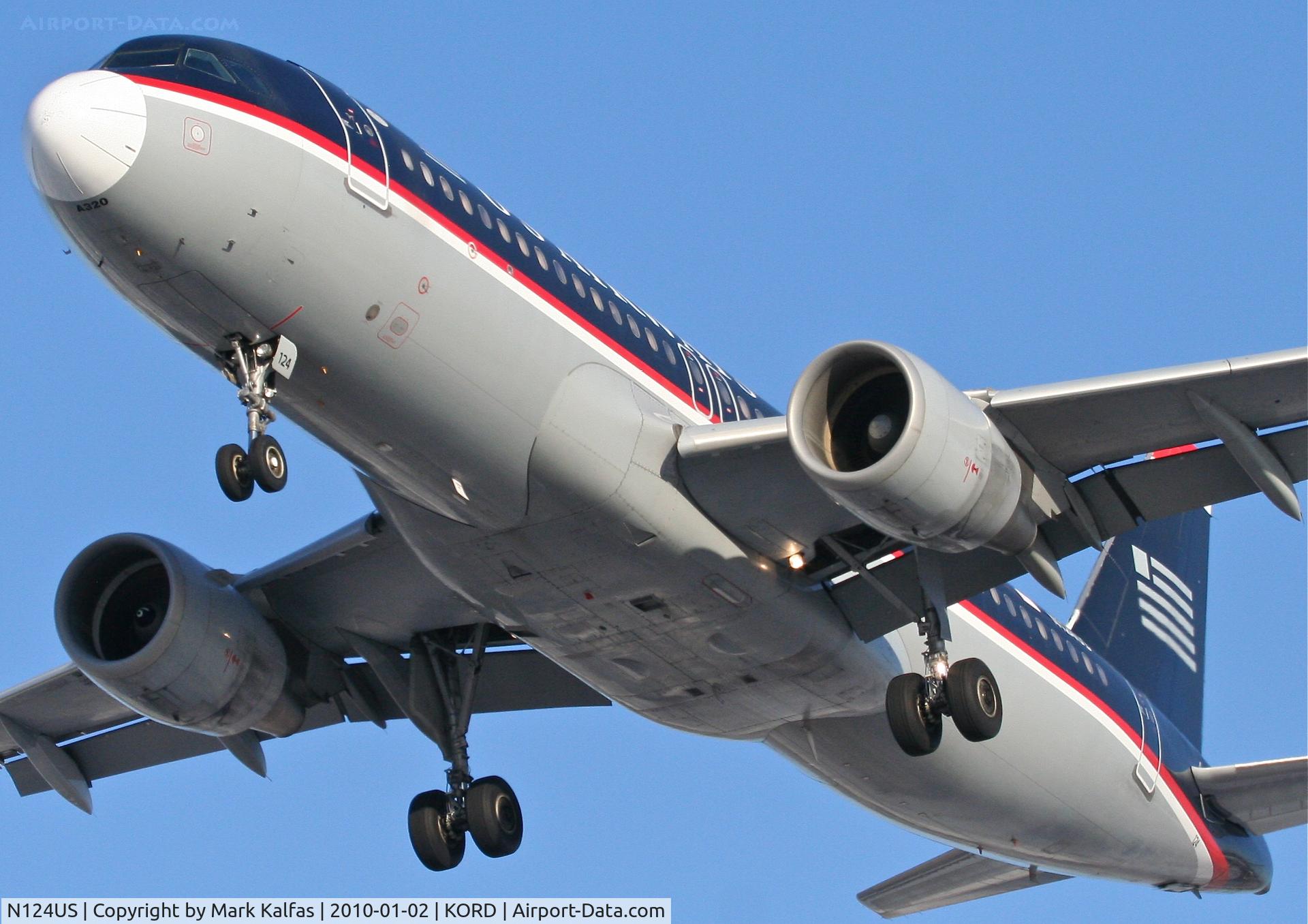 N124US, 2000 Airbus A320-214 C/N 1314, US Airways A320-214, AWE1996, arriving KORD 27L from KPHL.