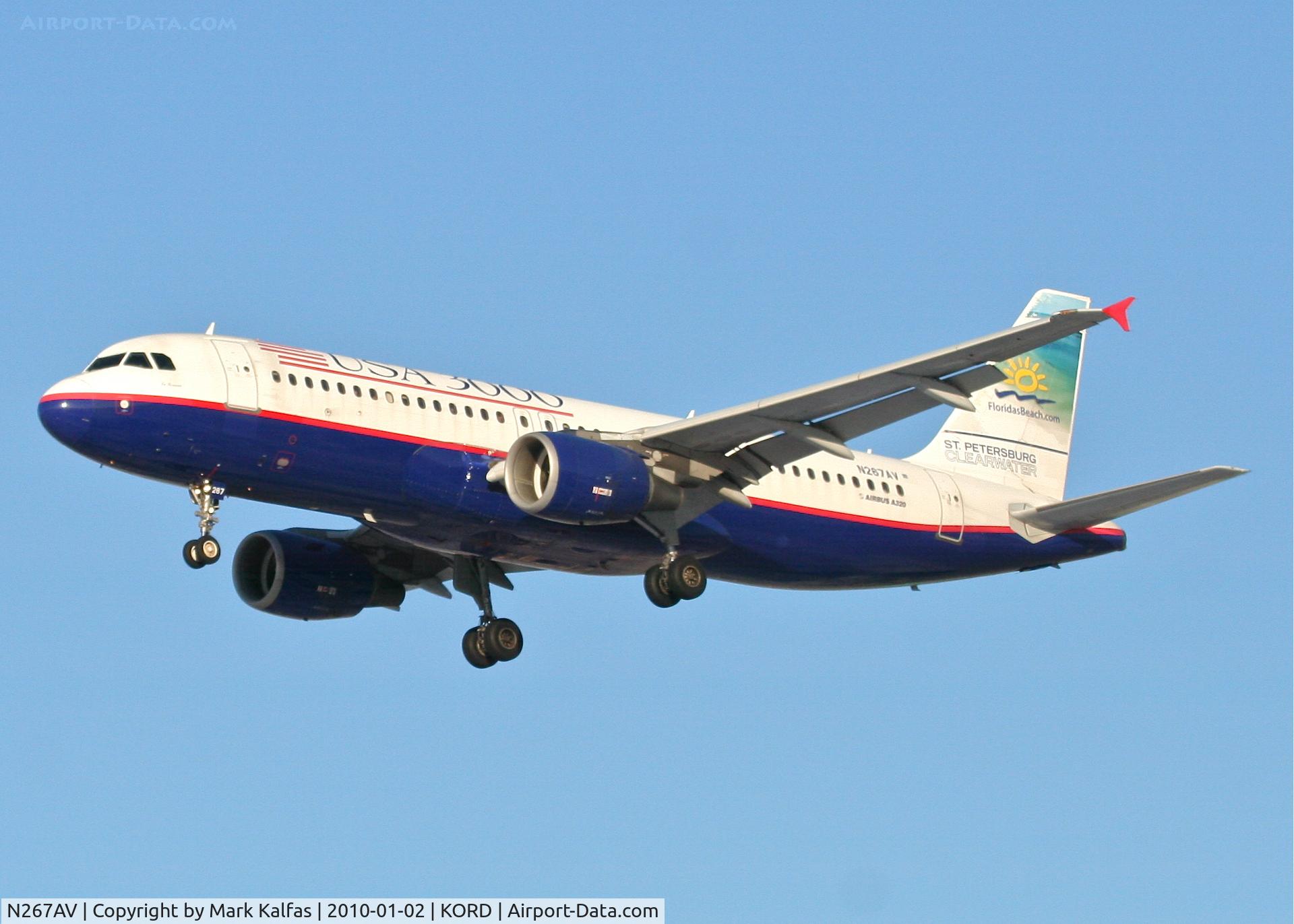 N267AV, 2000 Airbus A320-214 C/N 1198, USA 3000 A320-214, GWY513, arriving RWY 28 KORD from MMPR (Puerto Vallarta).