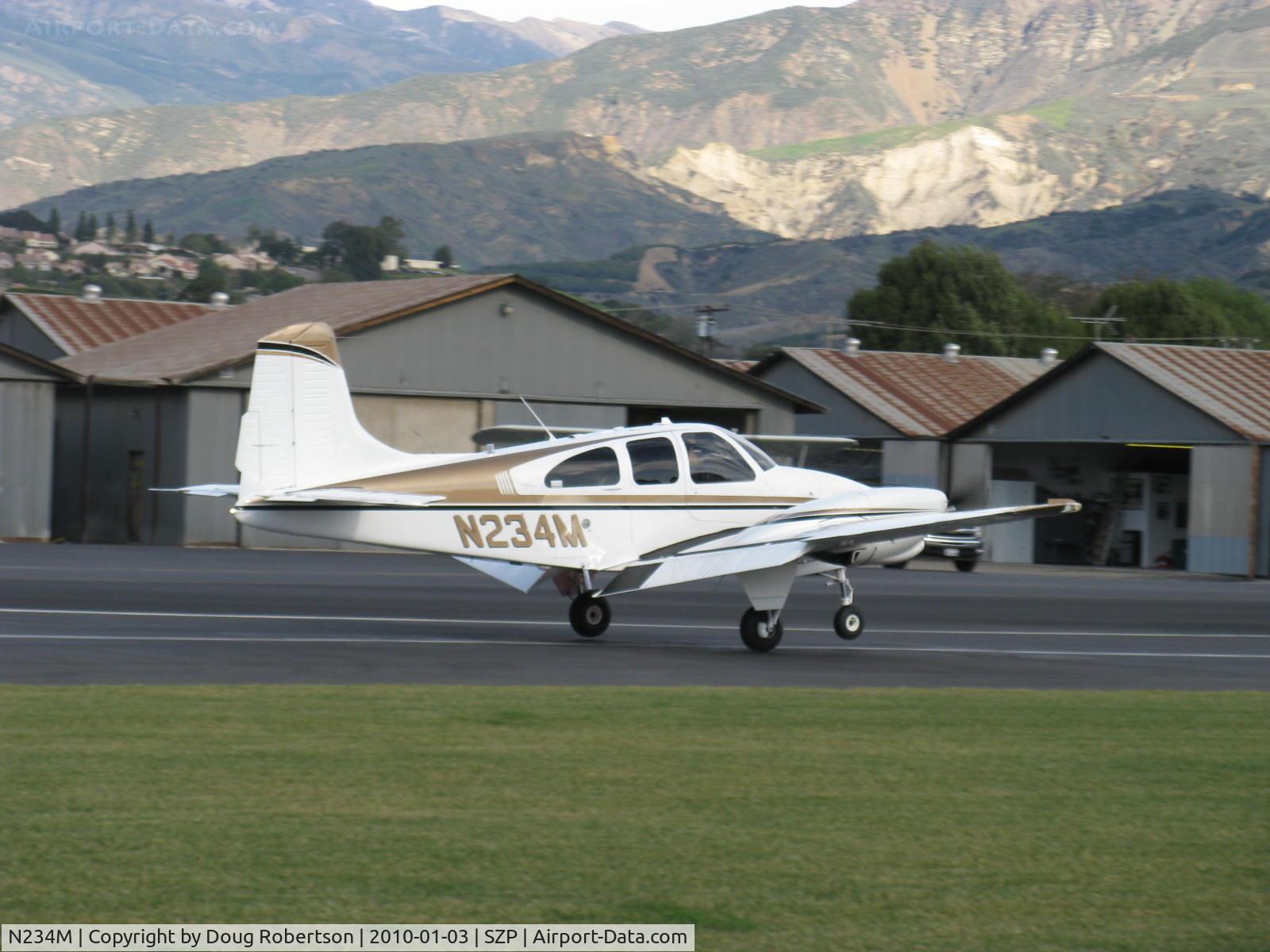 N234M, 1963 Beech D95A Travel Air C/N TD-560, 1963 Beech D95A TRAVEL AIR, two Lycoming IO-360-B1A 180 Hp each, landing roll Rwy 04