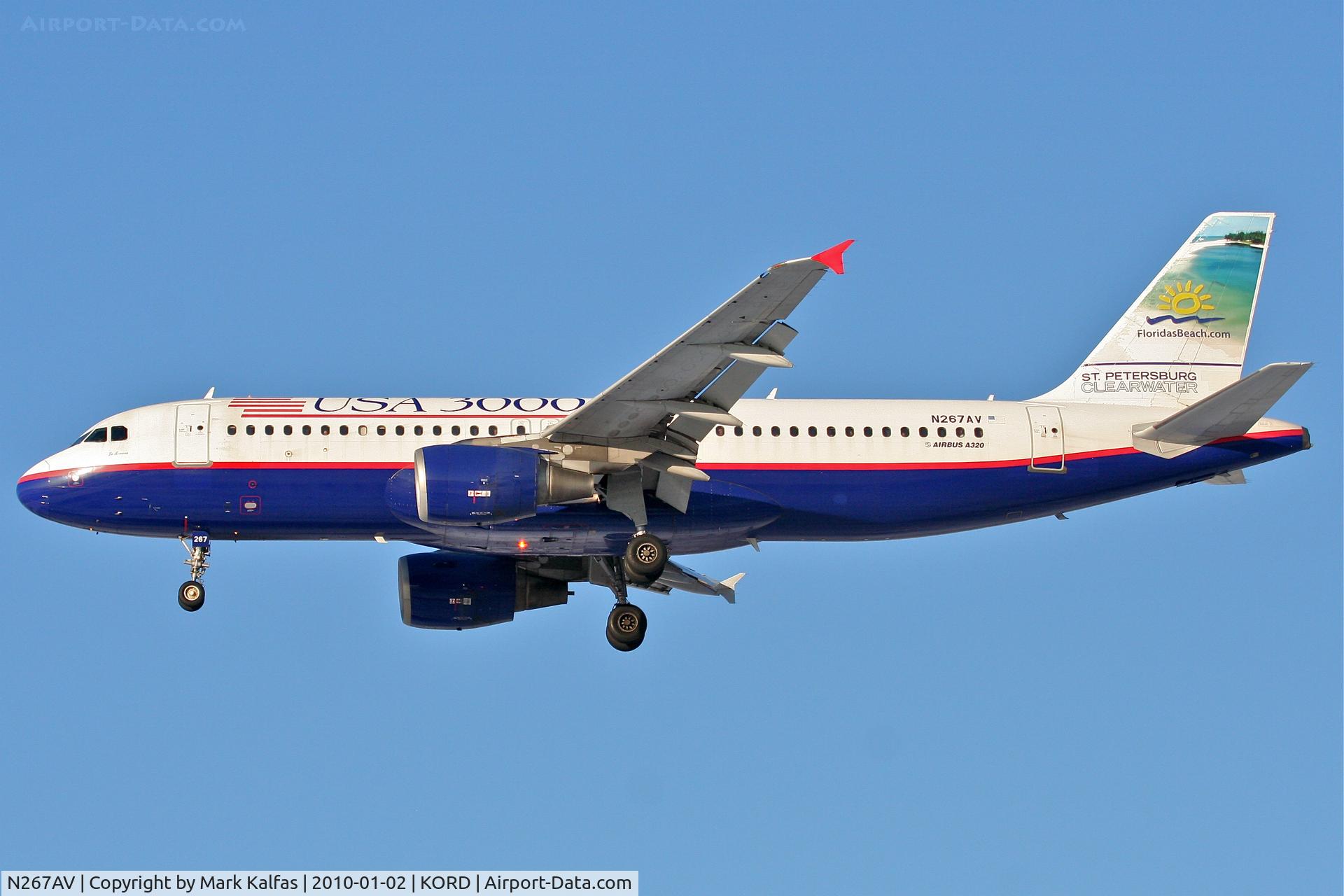 N267AV, 2000 Airbus A320-214 C/N 1198, USA 3000 A320-214, GWY513, arriving RWY 28 KORD from MMPR (Puerto Vallarta).