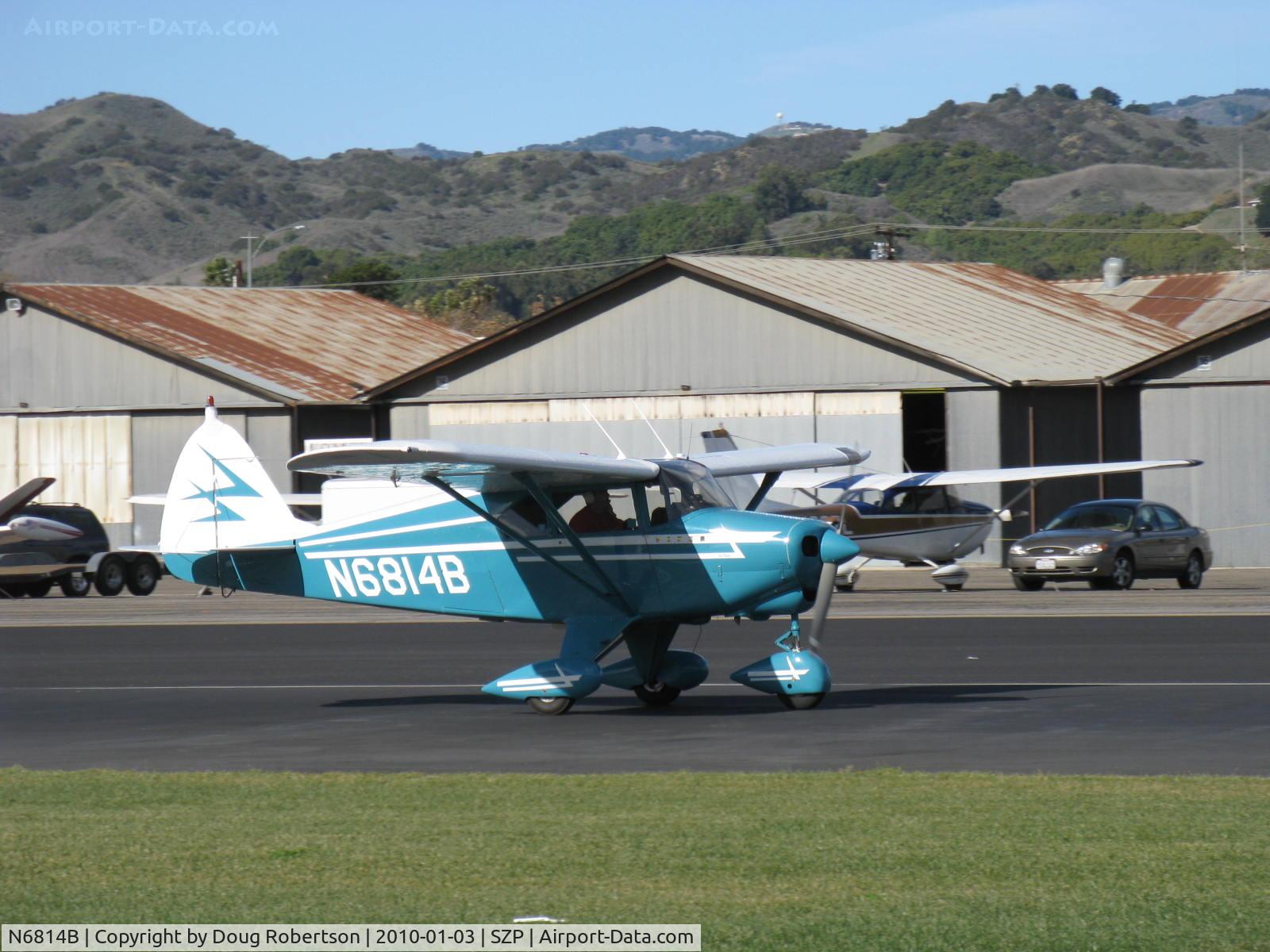 N6814B, 1956 Piper PA-22-150 C/N 22-4109, 1956 Piper PA-22-150 TRI-PACER, Lycoming O-320 150 Hp, landing roll Rwy 04