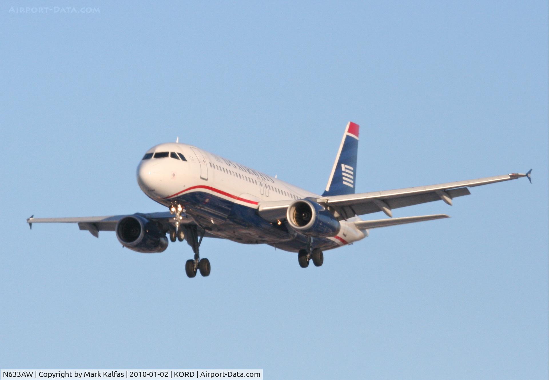 N633AW, 1989 Airbus A320-231 C/N 82, US Airways A320-231, AWE320, arriving RWY 28 KORD from KLAS.