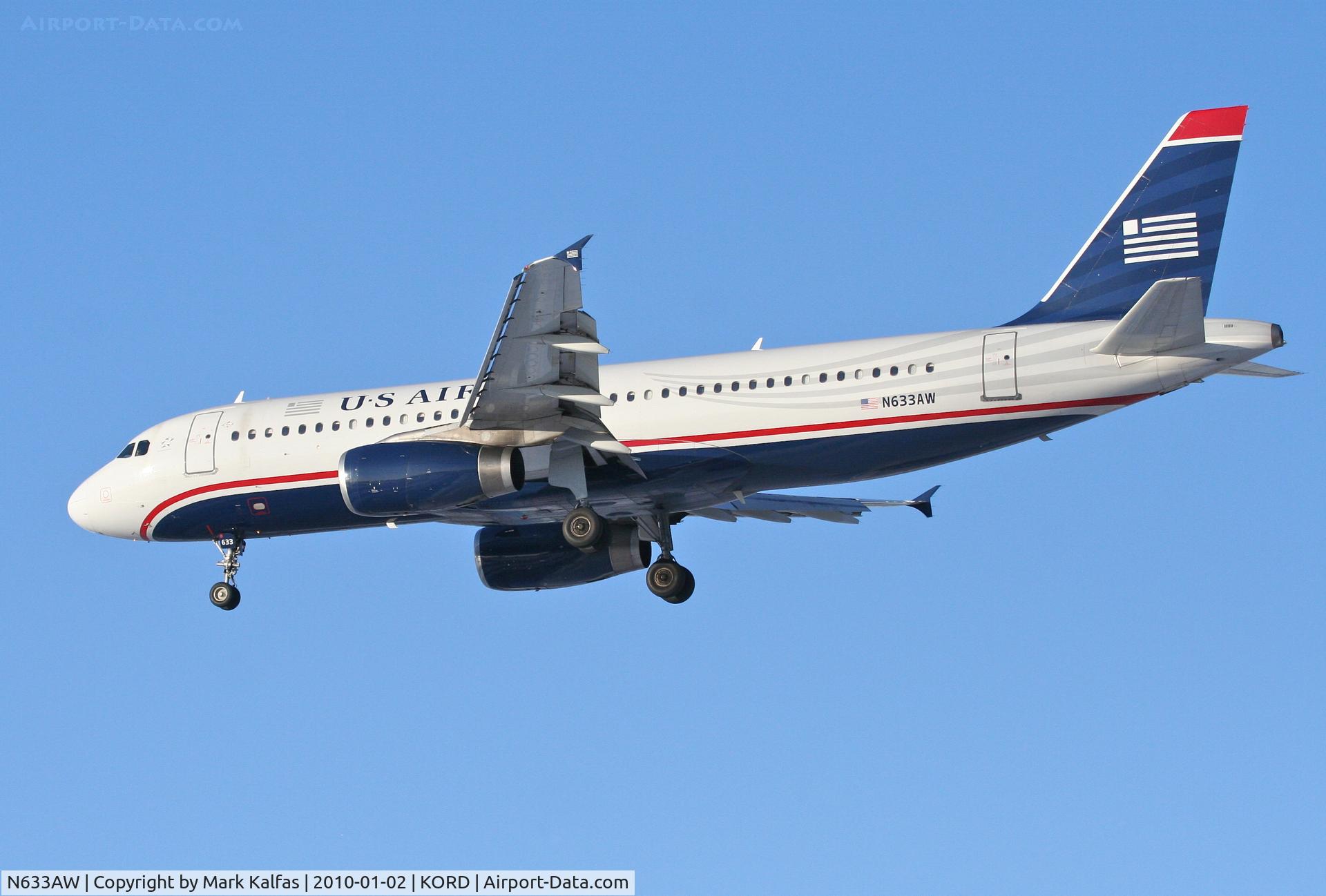 N633AW, 1989 Airbus A320-231 C/N 82, US Airways A320-231, AWE320, arriving RWY 28 KORD from KLAS.
