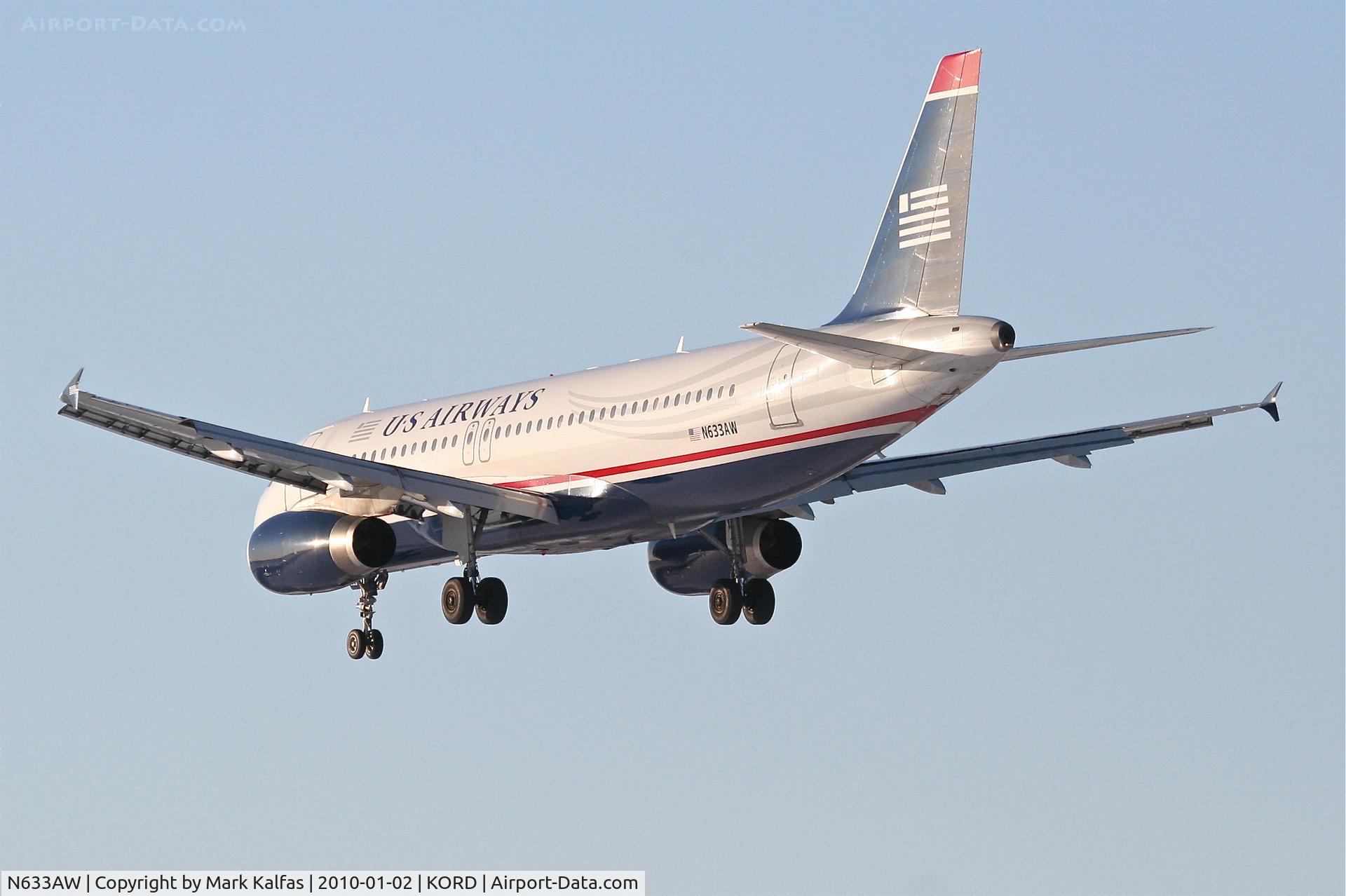N633AW, 1989 Airbus A320-231 C/N 82, US Airways A320-231, AWE320, arriving RWY 28 KORD from KLAS.