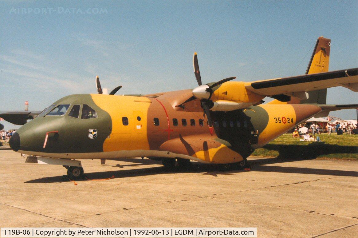 T19B-06, Airtech CN-235-100M C/N C037, CN235M of Ala 35 Spanish Air Force on display at the 1992 Air Tournament Intnl at Boscombe Down.