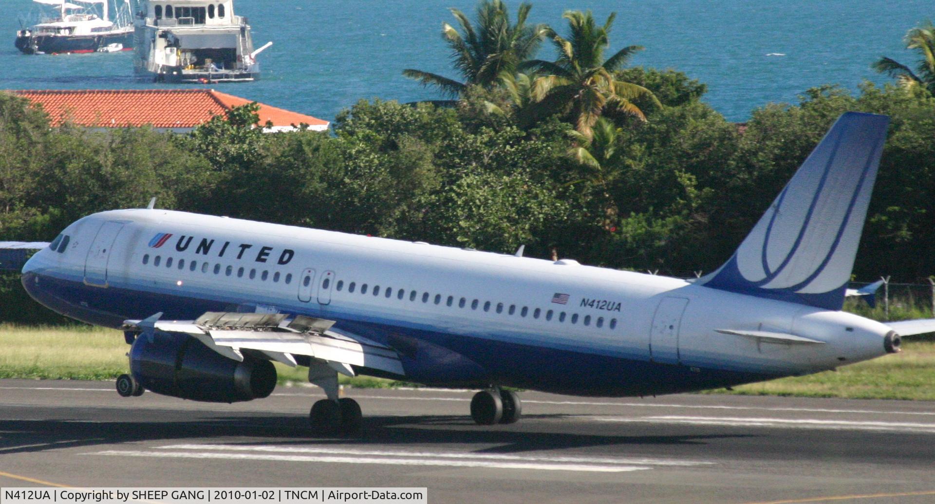 N412UA, 1994 Airbus A320-232 C/N 465, United airlines landing at TNCM