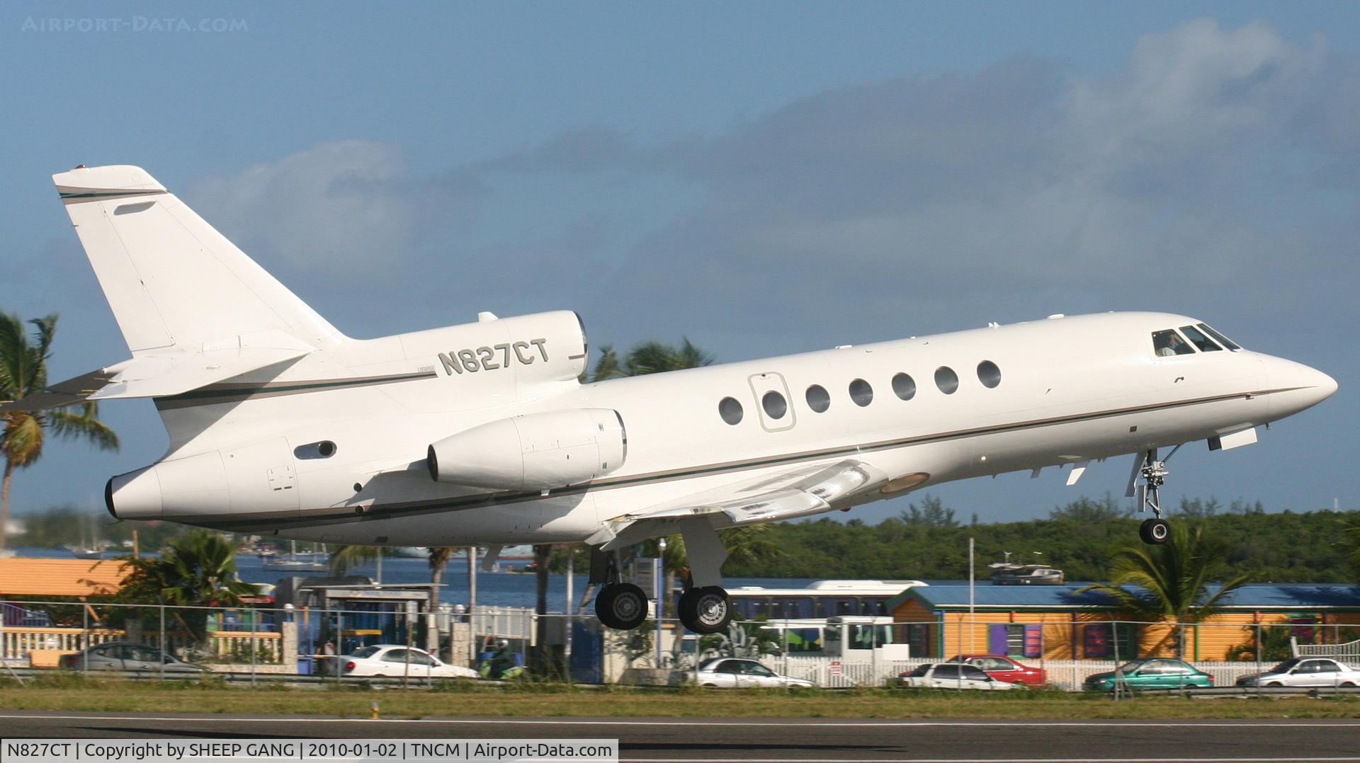 N827CT, 1994 Dassault Falcon 50 C/N 245, N827CT departing TNCM on runway 10