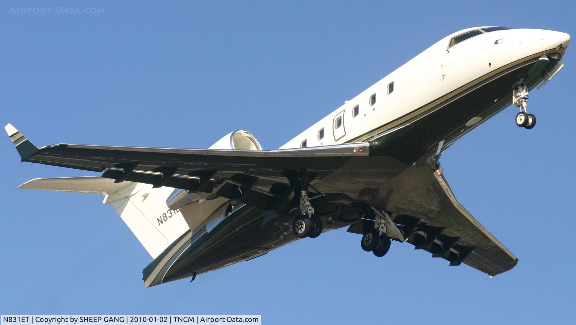 N831ET, 2000 Bombardier Challenger 604 (CL-600-2B16) C/N 5451, N831ET departing TNCM
