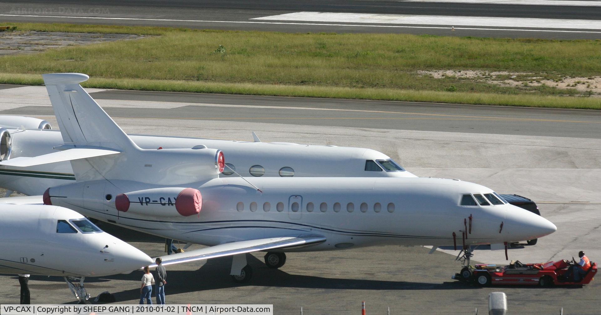 VP-CAX, 1990 Dassault Falcon 900 C/N 62, VP-CAX park at the cargo ramp