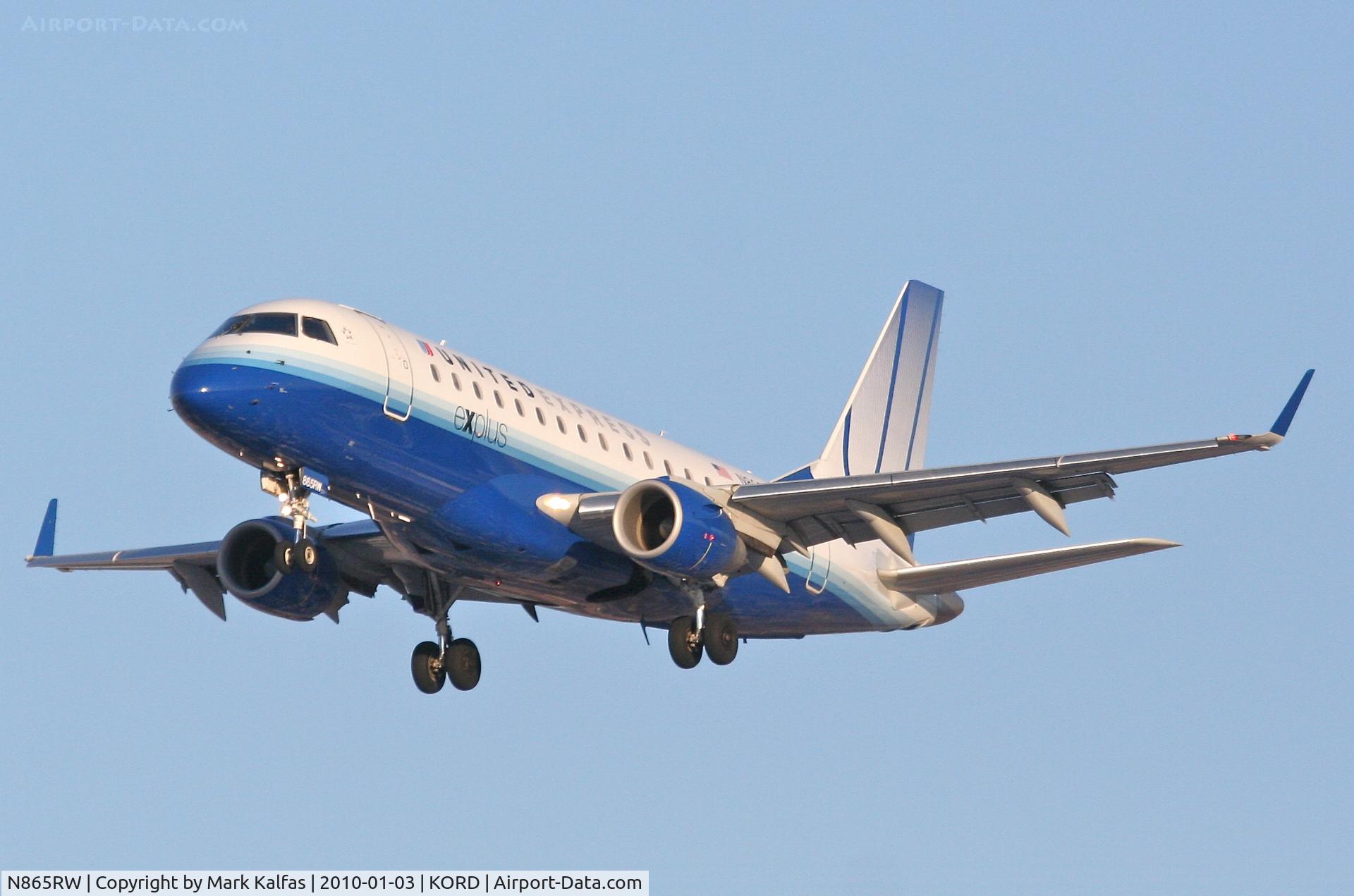N865RW, 2006 Embraer 170SE (ERJ-170-100SE) C/N 17000122, Shuttle America ERJ-170, TCF7591, arriving KORD RWY 28 from KIND.