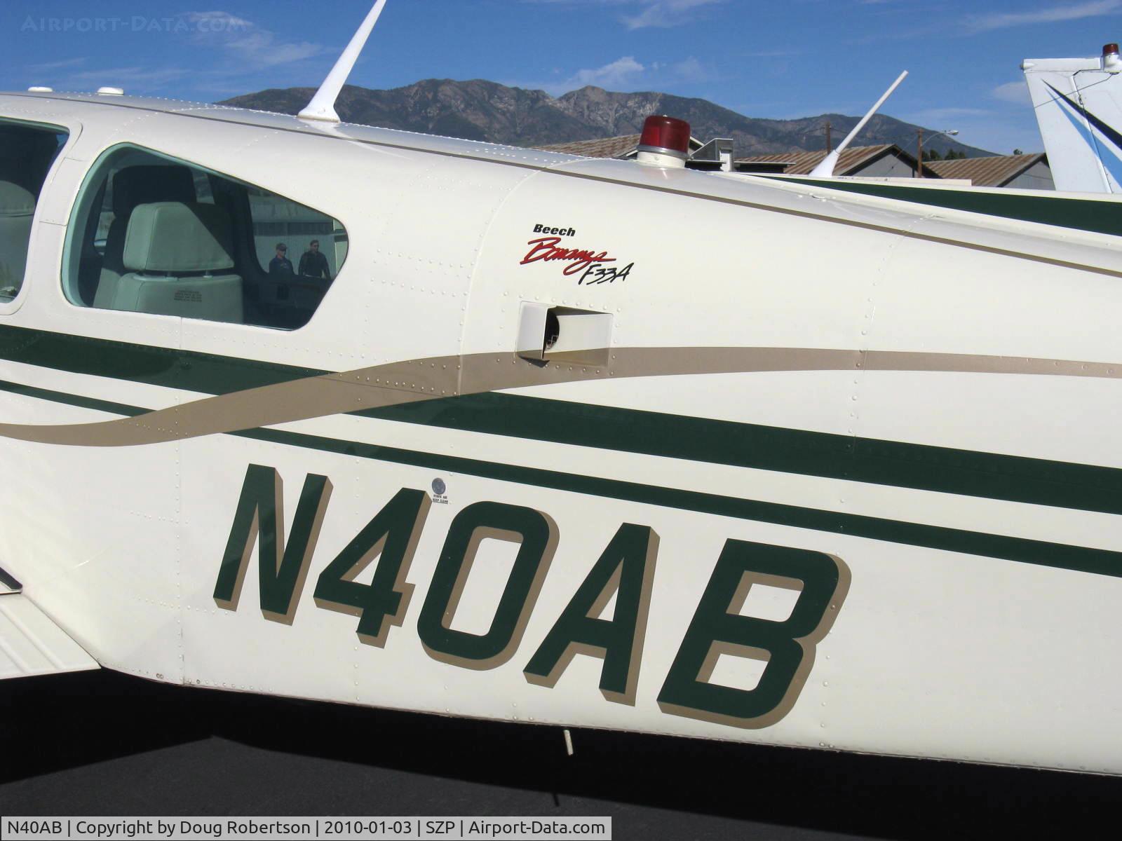 N40AB, 1983 Beech F33A Bonanza C/N CE-1020, 1983 Beech F33A BONANZA, Continental IO-520-BA 285 Hp, distinctive model art