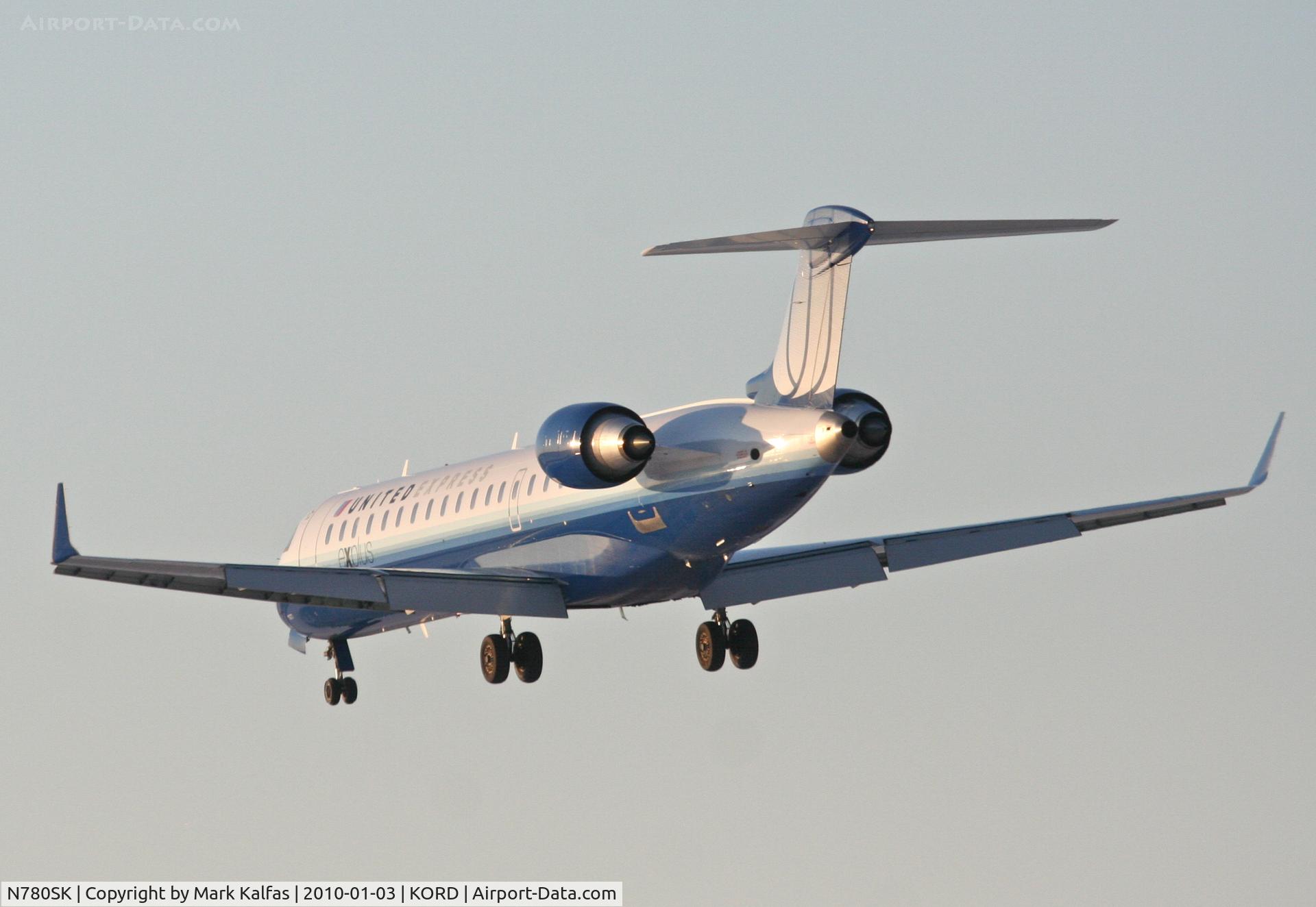 N780SK, 2009 Bombardier CRJ-700 (CL-600-2C10) Regional Jet C/N 10277, SkyWest/United Express CRJ7, SKW5820 arriving RWY 28 KORD from KASE.