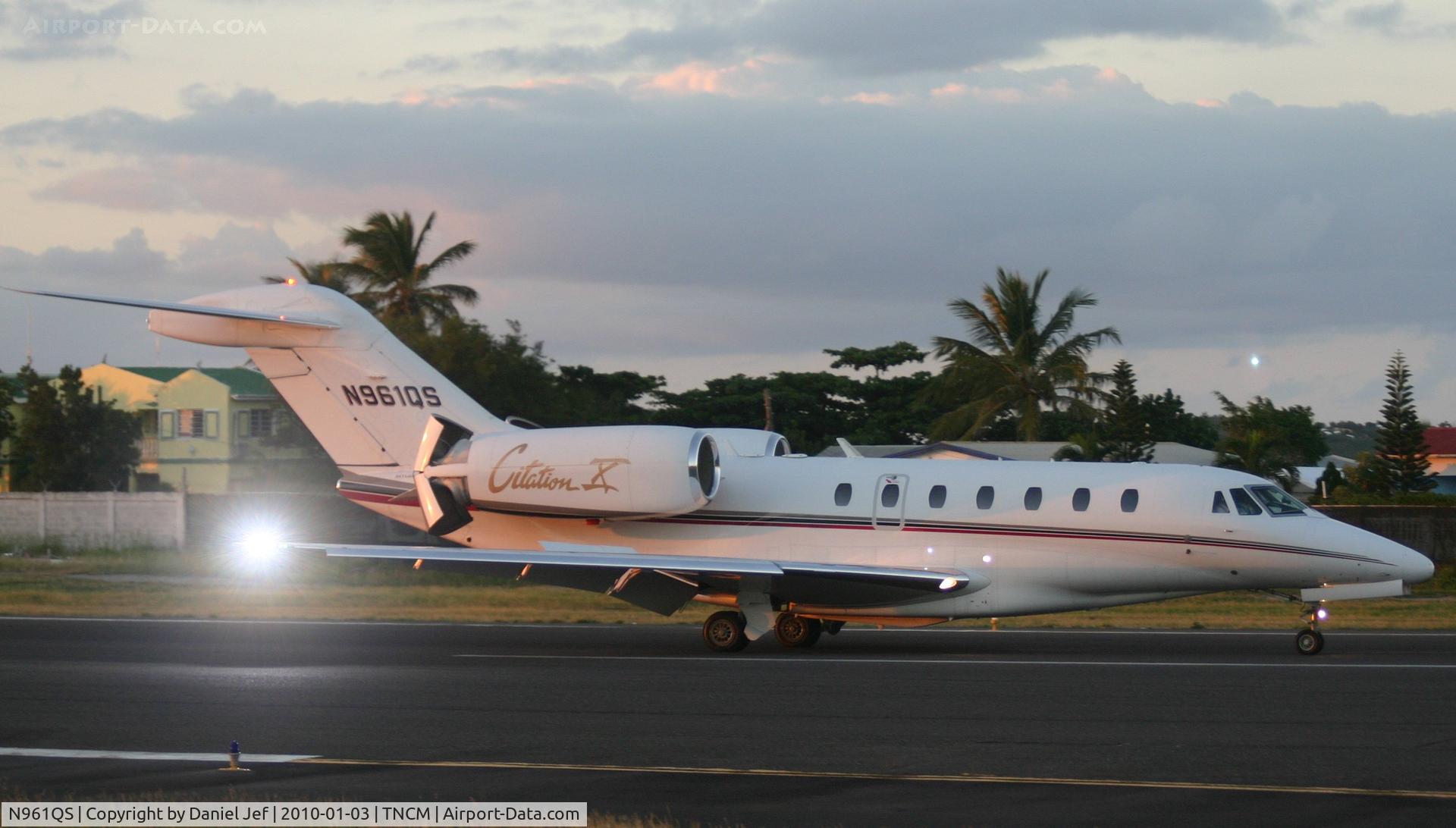 N961QS, 1998 Cessna 750 Citation X Citation X C/N 750-0061, N961QS landing at TNCM