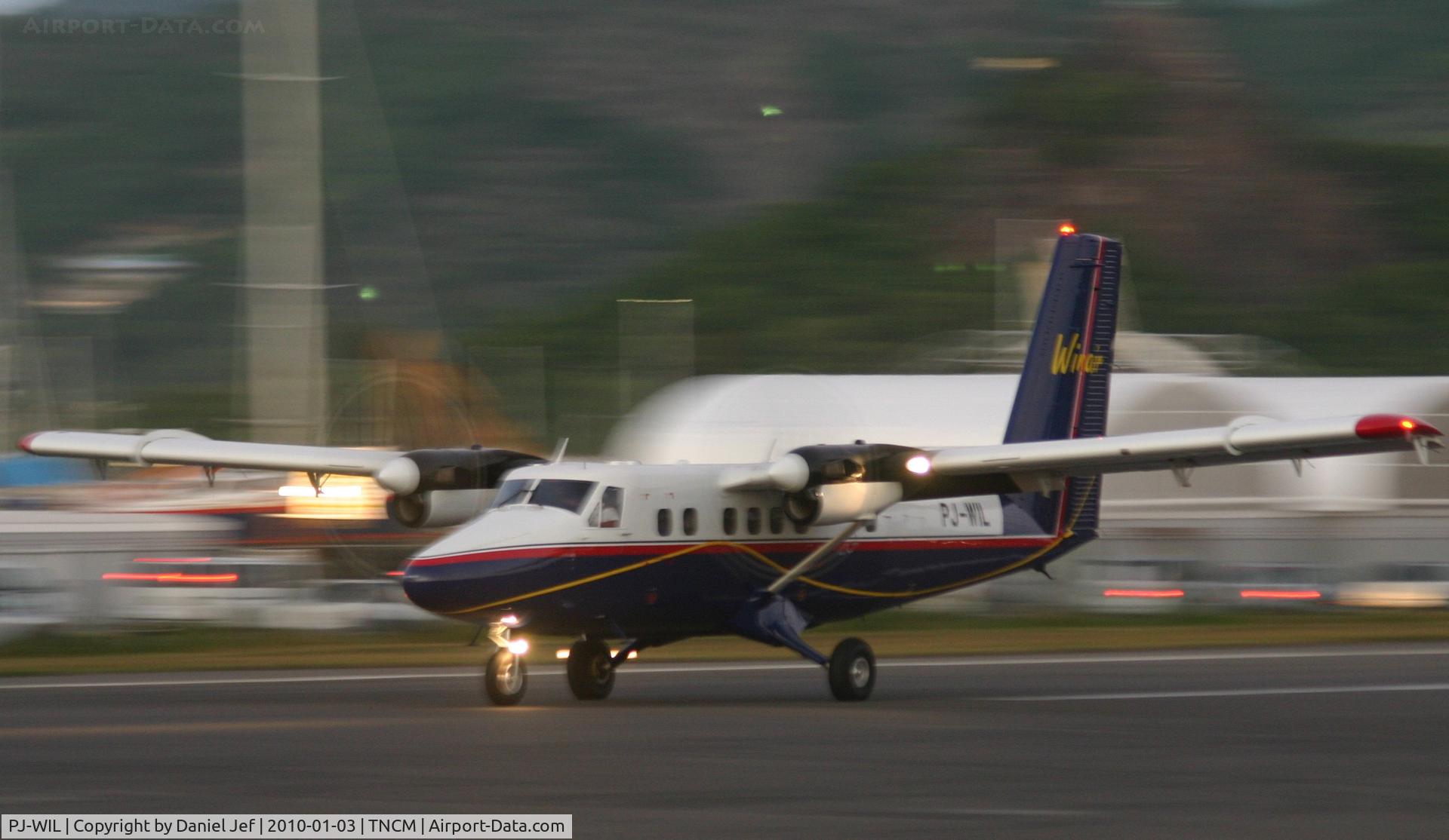 PJ-WIL, 1973 De Havilland Canada DHC-6-300 Twin Otter C/N 358, PJ-WIL on a late afternoon landing on runway 28