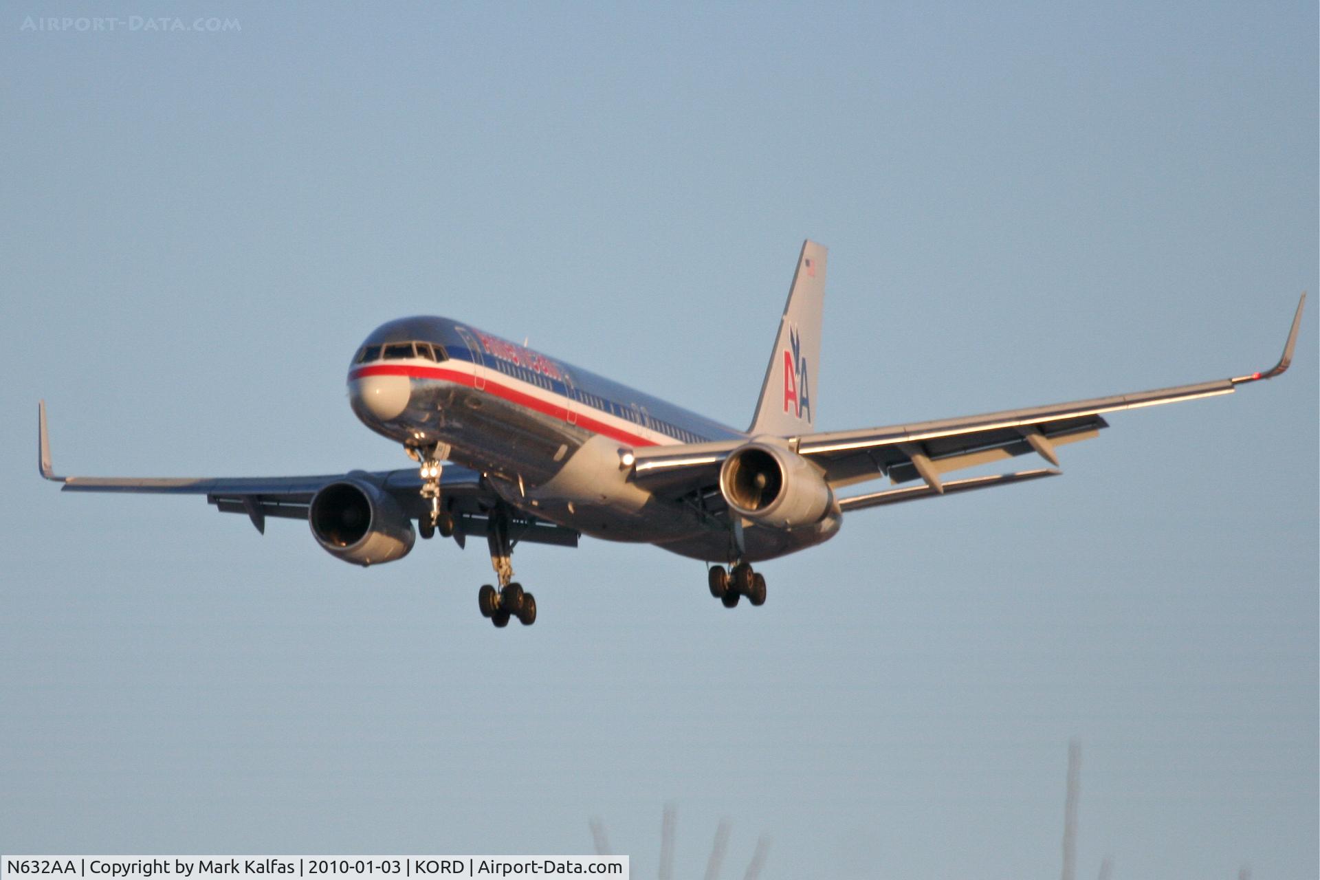 N632AA, 1990 Boeing 757-223 C/N 24590, American Airlines Boeing 757-223, AAL958J, arriving KORD RWY 28 from KLAX.