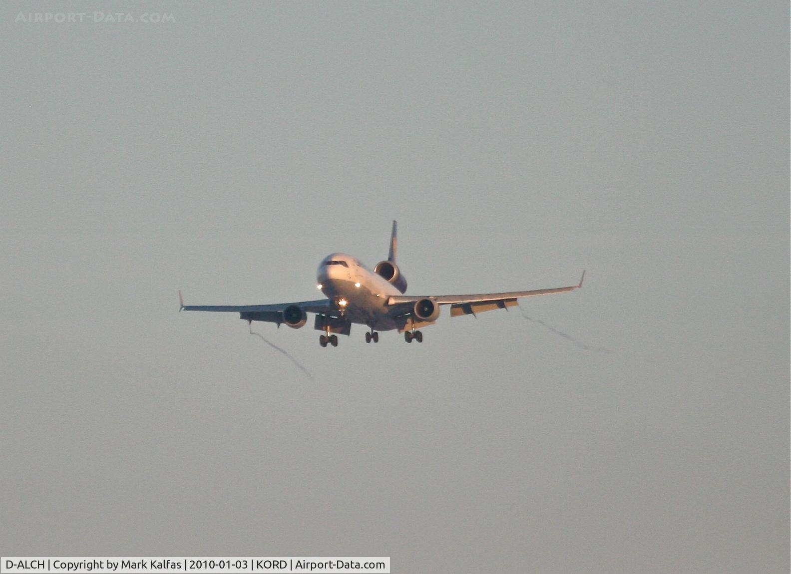 D-ALCH, 1999 McDonnell Douglas MD-11F C/N 48801, Lufthansa Cargo MD-11F, GEC8208, arriving RWY 28 KORD from EDDF (Frankfurt).