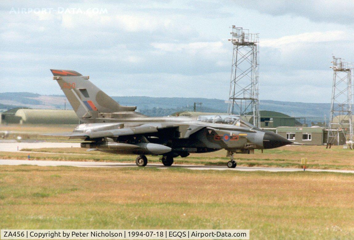 ZA456, 1984 Panavia Tornado GR.1B C/N BS086/257/3122, Tornado GR.1B of 617 Squadron taxying to Runway 23 at Lossiemouth in the Summer of 1994.