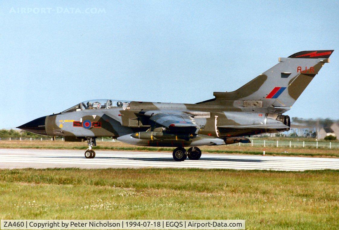 ZA460, 1983 Panavia Tornado GR.1 C/N 266/BS090/3126, Tornado GR.1 of 617 Squadron ready for take-off at Lossiemouth in the Summer of 1994.