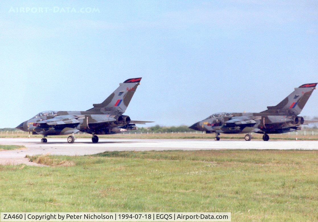 ZA460, 1983 Panavia Tornado GR.1 C/N 266/BS090/3126, Tornado GR.1 ZA 460 of 617 Squadron, together with companion ZA 471, ready for take-off at Lossiemouth in the Summer of 1994.