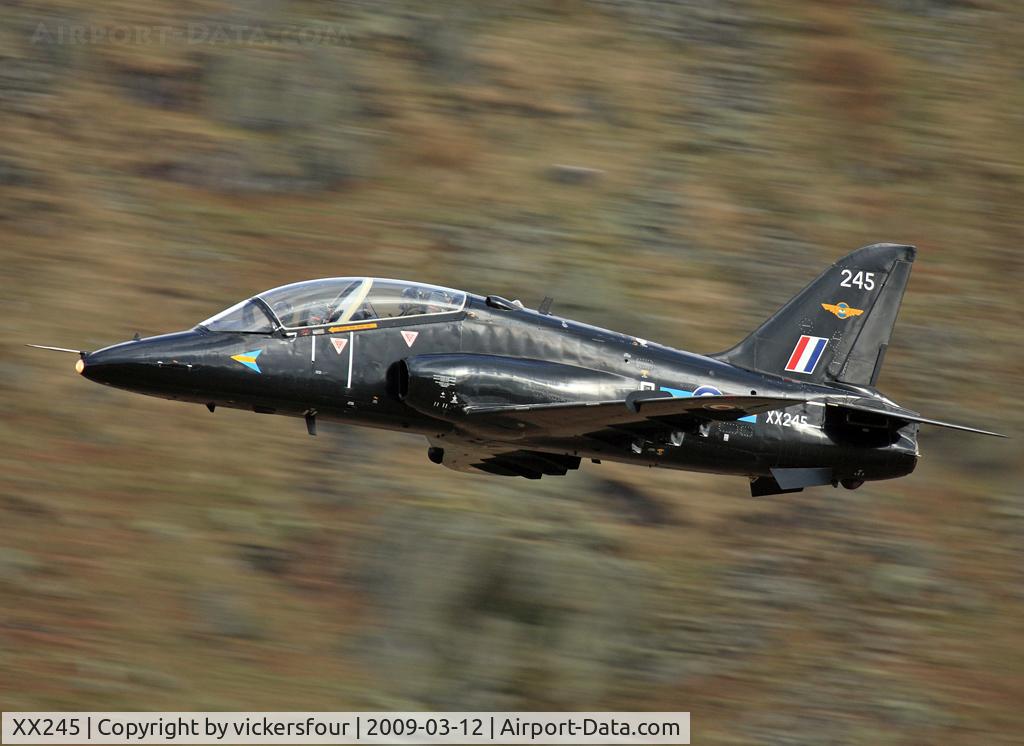 XX245, 1978 Hawker Siddeley Hawk T.1 C/N 081/312081, Royal Air Force, operated by 208 (R) Squadron. Taken at Dunmail Raise, Cumbria.