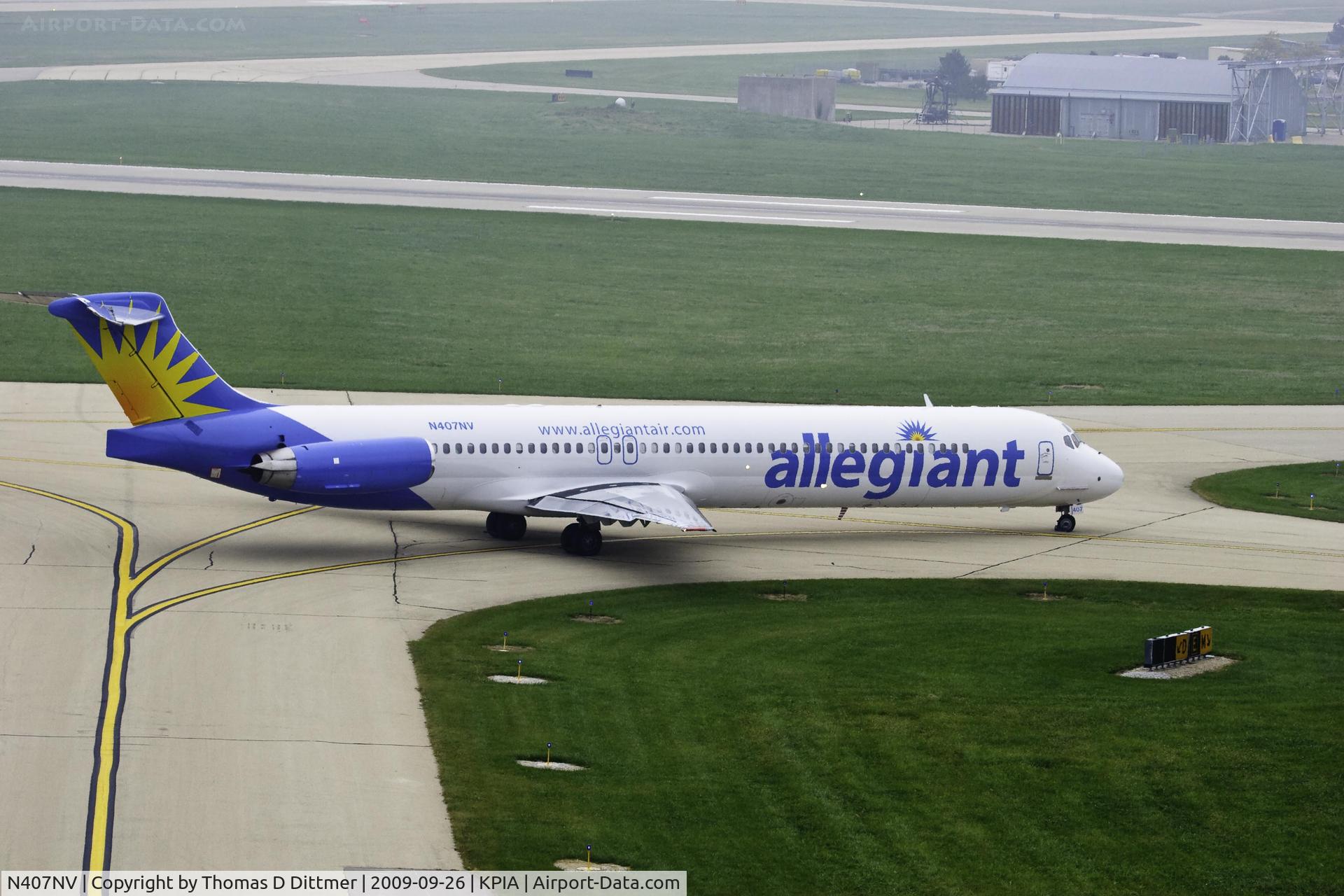 N407NV, 1991 McDonnell Douglas MD-82 (DC-9-82) C/N 53244, Allegiant Airways (N407NV) enroute to runway