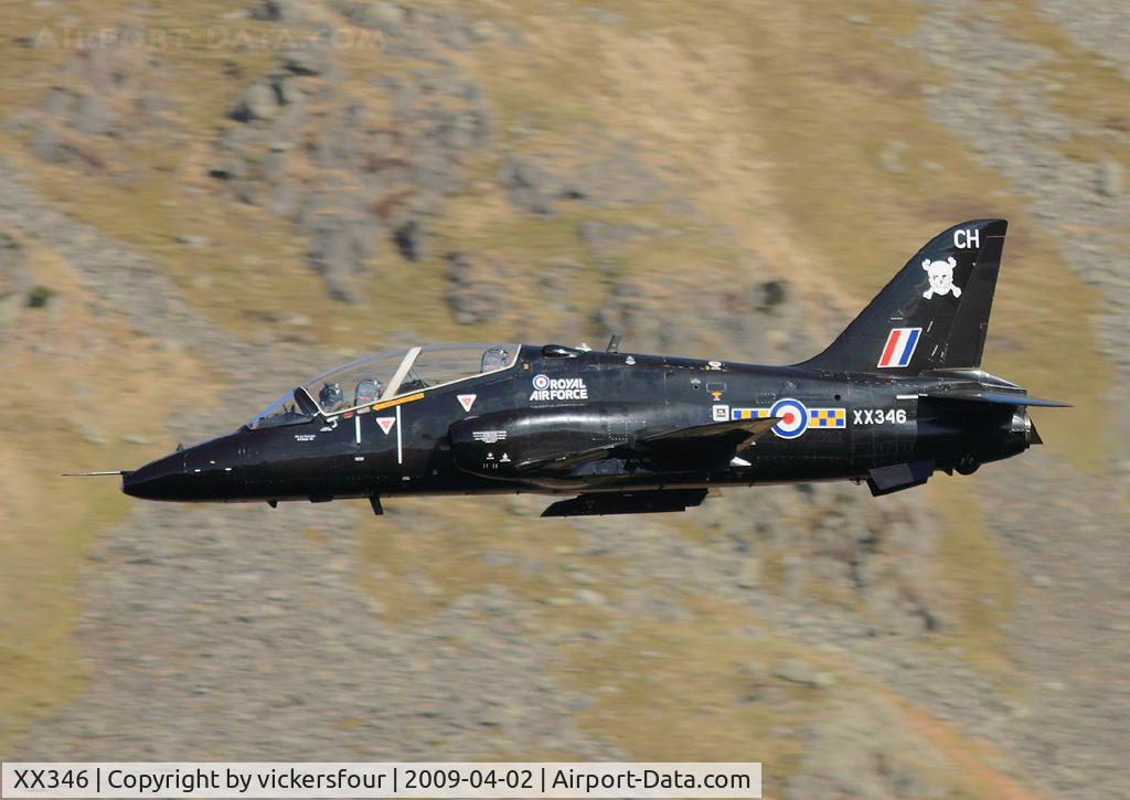 XX346, 1981 Hawker Siddeley Hawk T.1A C/N 195/312170, Royal Air Force, operated by 100 Squadron coded 'CH'. Taken over Thirlmere, Cumbria.