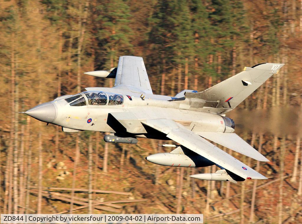 ZD844, 1985 Panavia Tornado GR.4 C/N 429/BS142/3196, Royal Air Force Tornado GR4 (c/n BS142) operated by the Marham Wing, coded '107'. Taken over Thirlmere, Cumbria.