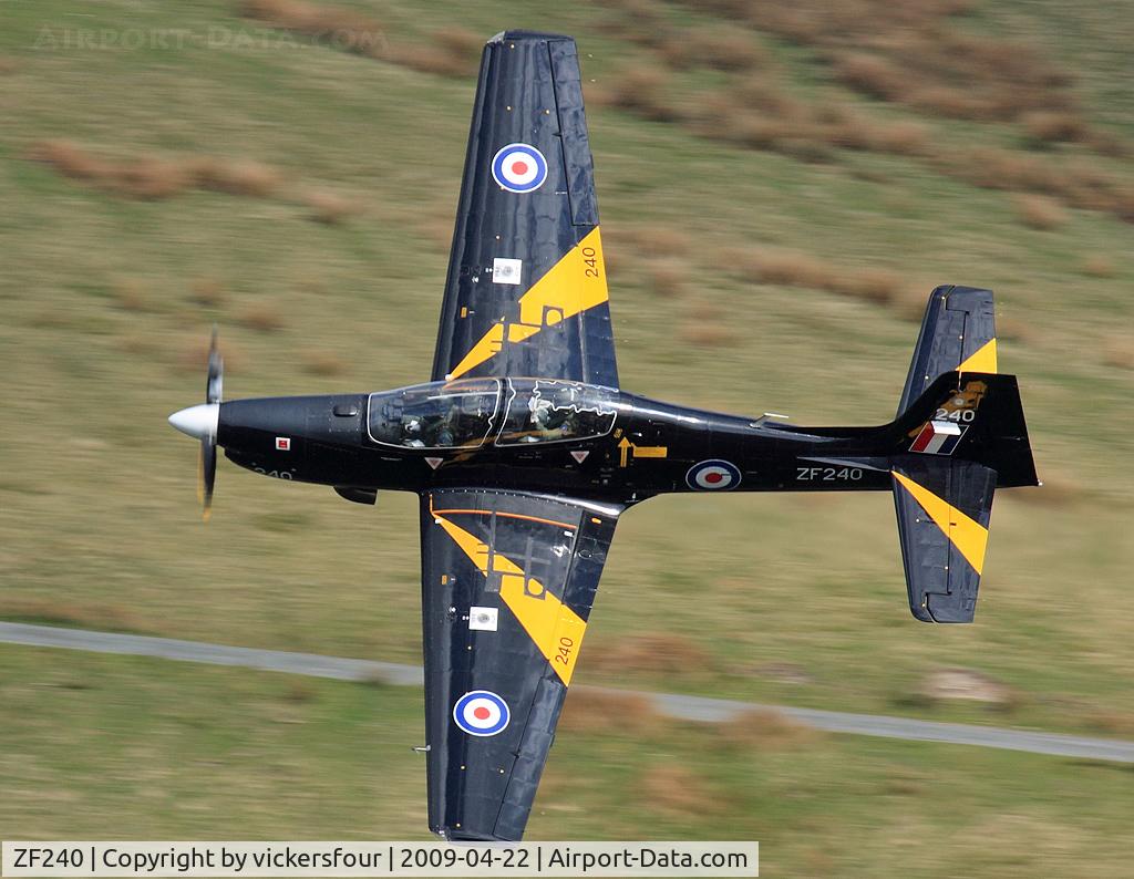 ZF240, 1990 Short S-312 Tucano T1 C/N S043/T40, Royal Air Force, operated by 1 FTS (c/n T40). Taken in the M6 Pass, Cumbria.